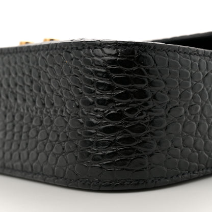 Miu Miu Crocodile Print Calfskin Top Handle Bag Black 9 of 10