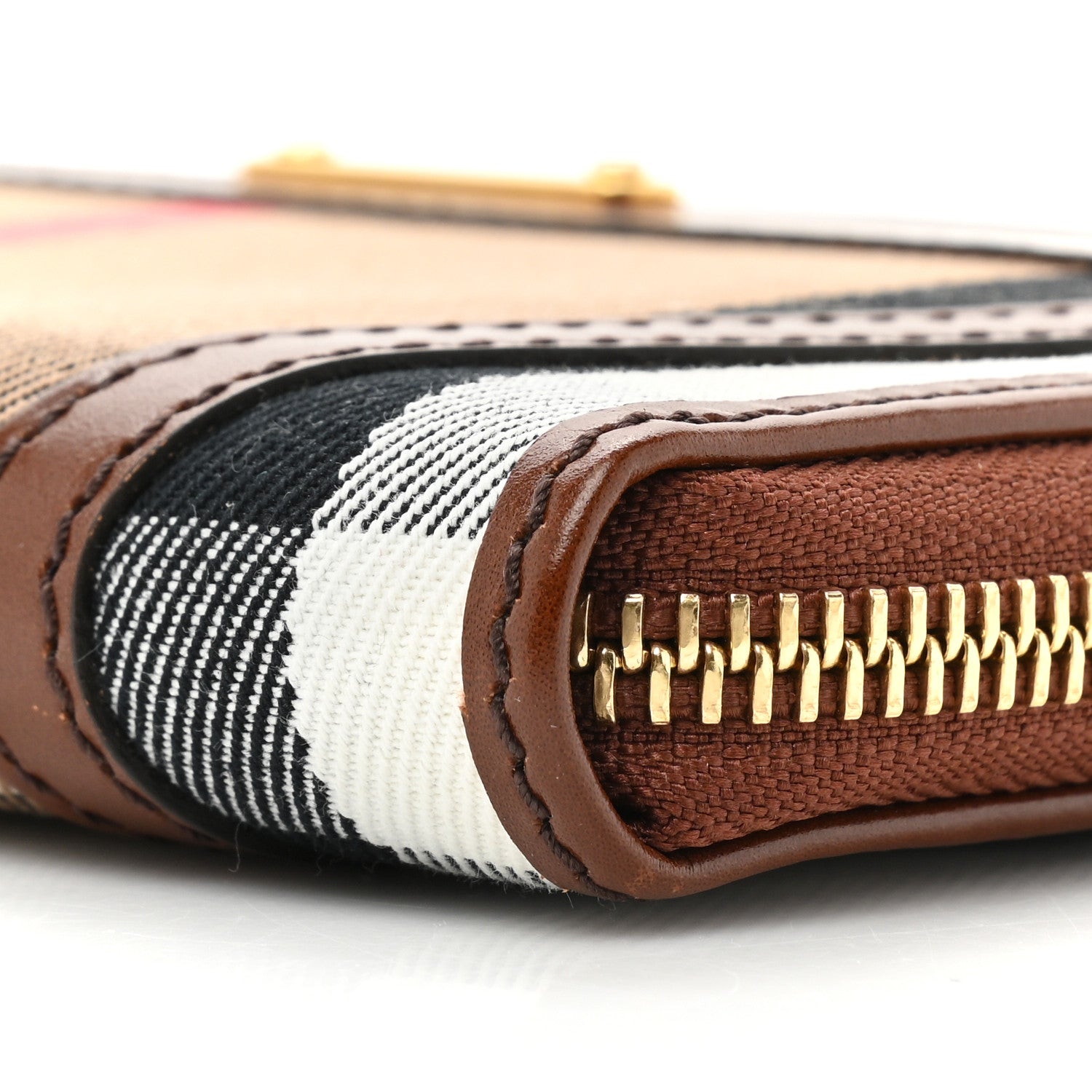 Burberry House Check Bridle Calfskin Ziggy Zip Around Wallet Dark Tan 10 of 13