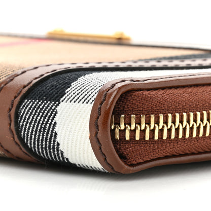 Burberry House Check Bridle Calfskin Ziggy Zip Around Wallet Dark Tan 10 of 13
