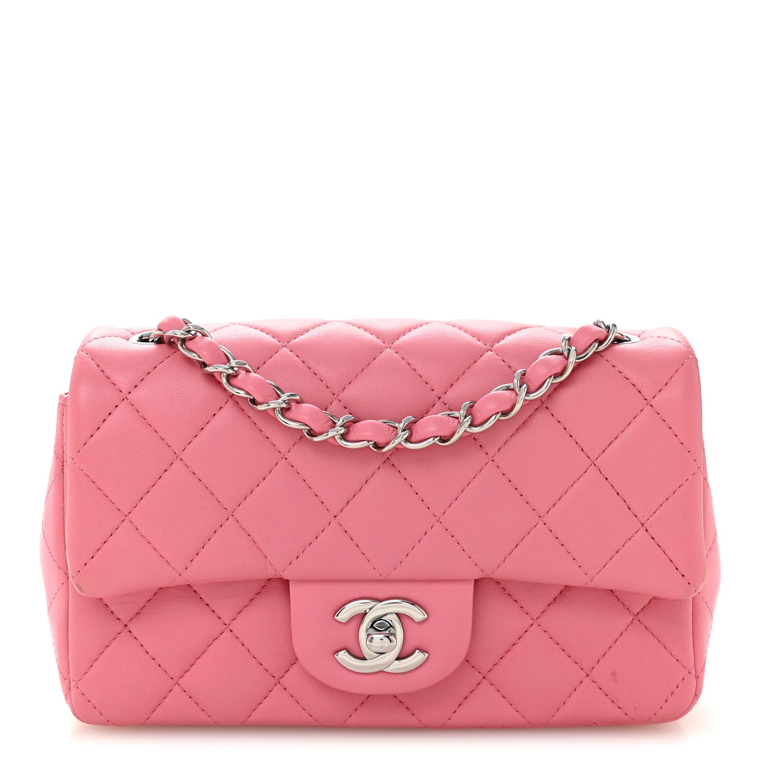 Chanel Lambskin Quilted Mini Rectangular Flap Pink 1 of 10