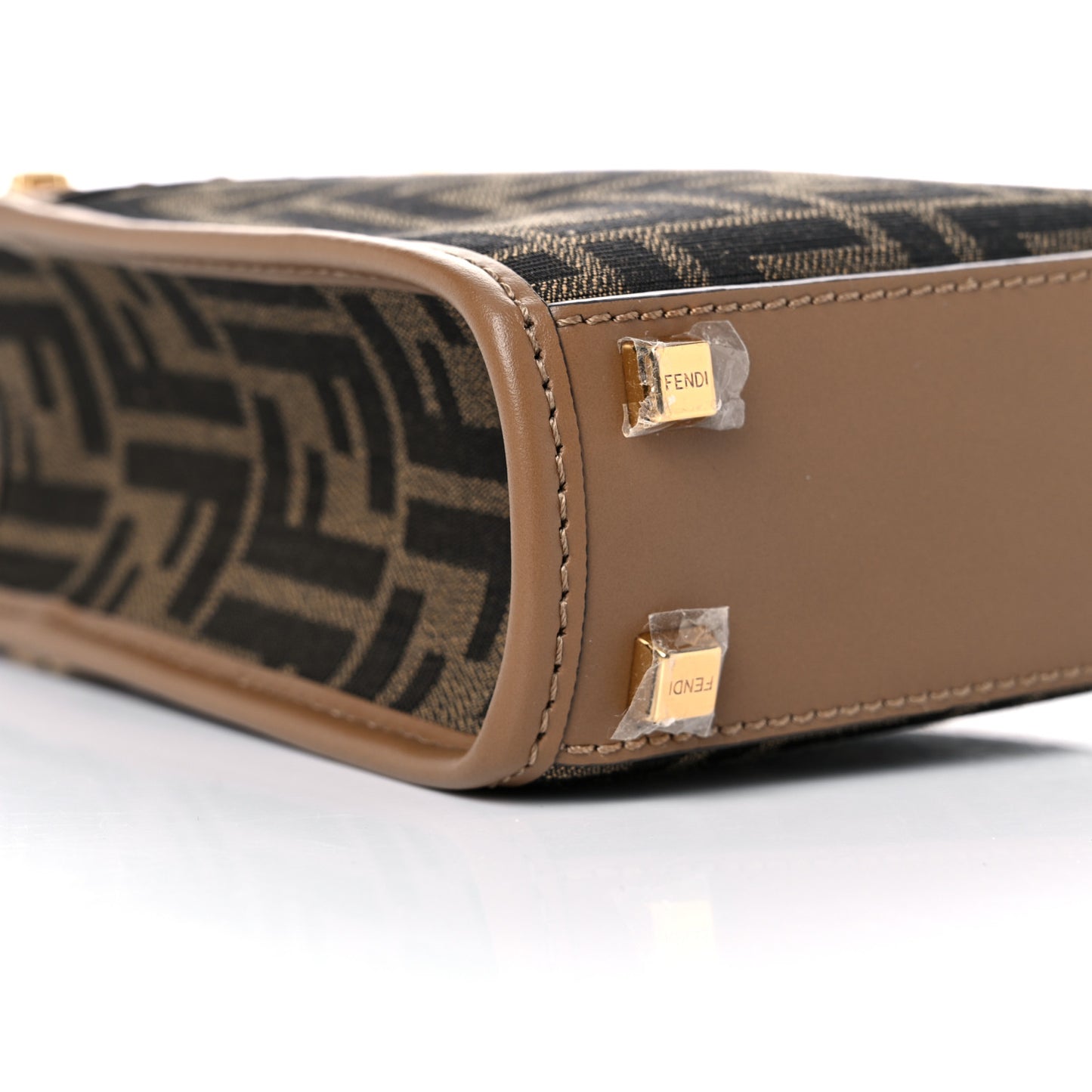 Fabric Jacquard Vitello King Plexiglass FF 1974 Mini Fendi Sunshine Shopper Tote Tobacco Moro Sand