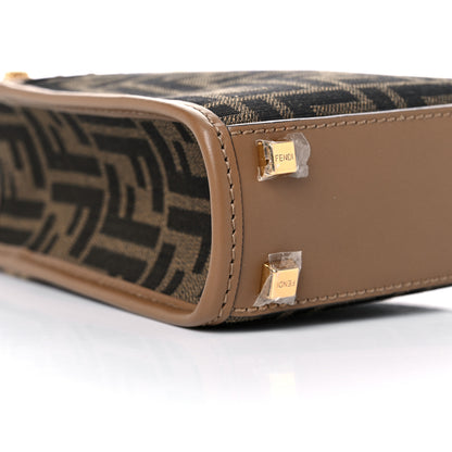 Fendi Fabric Jacquard Vitello King Plexiglass FF 1974 Mini Fendi Sunshine Shopper Tote Tobacco Moro Sand 8 of 12