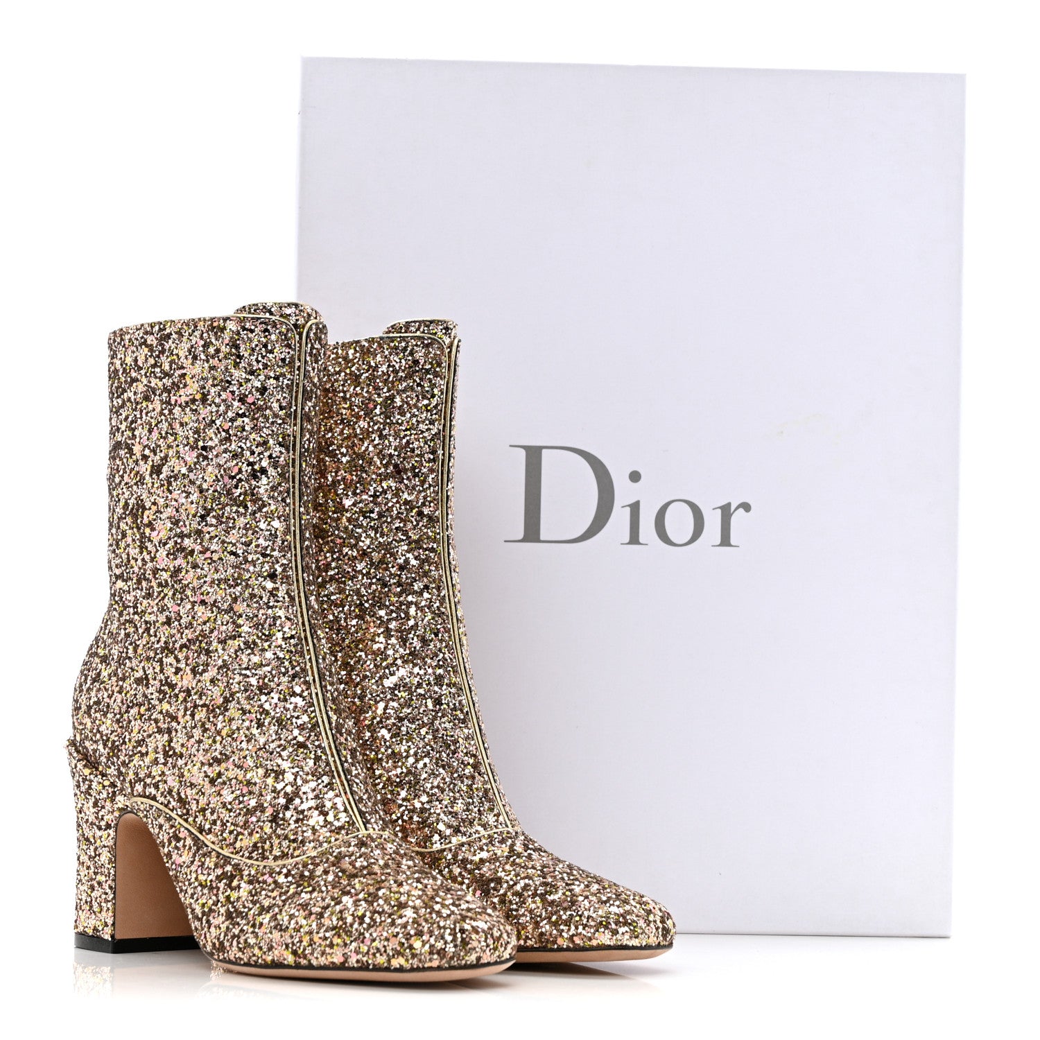Christian Dior Glitter D-Circus 80mm Short Boots 37 Gold 1836383