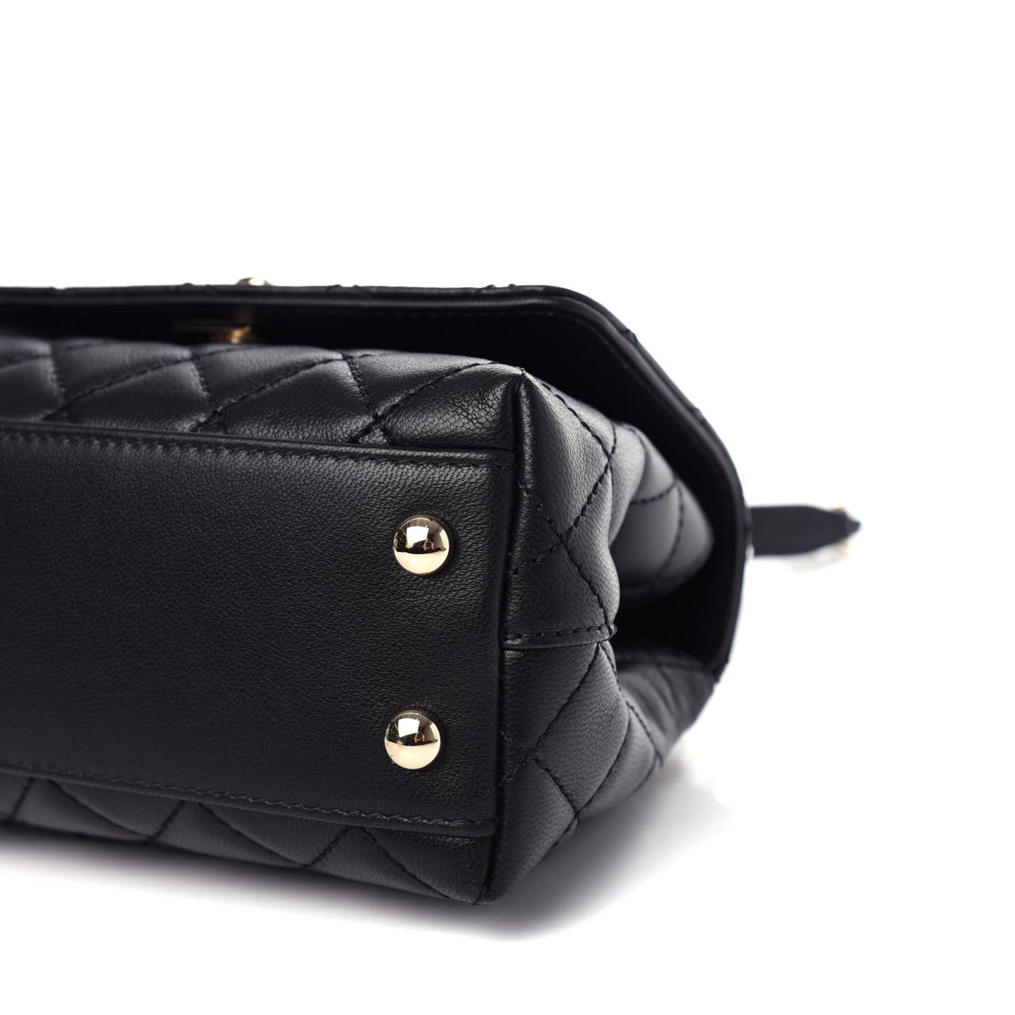 Goatskin Quilted Rainbow Extra Mini Coco Handle Flap Black