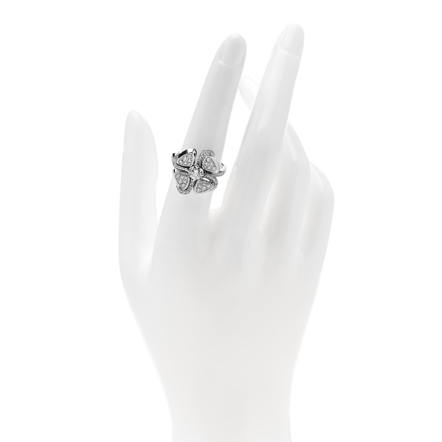 Bulgari 18K White Gold Diamond Fiorever Pave Ring 54 6.75 2 of 7