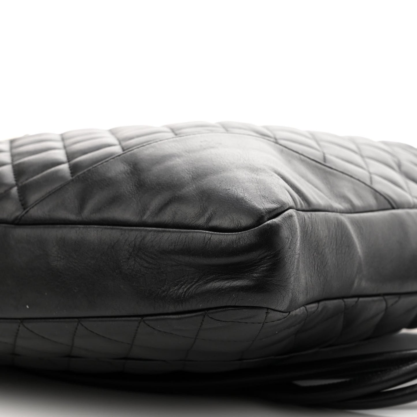 Calfskin Quilted Large Cambon Messenger Black White