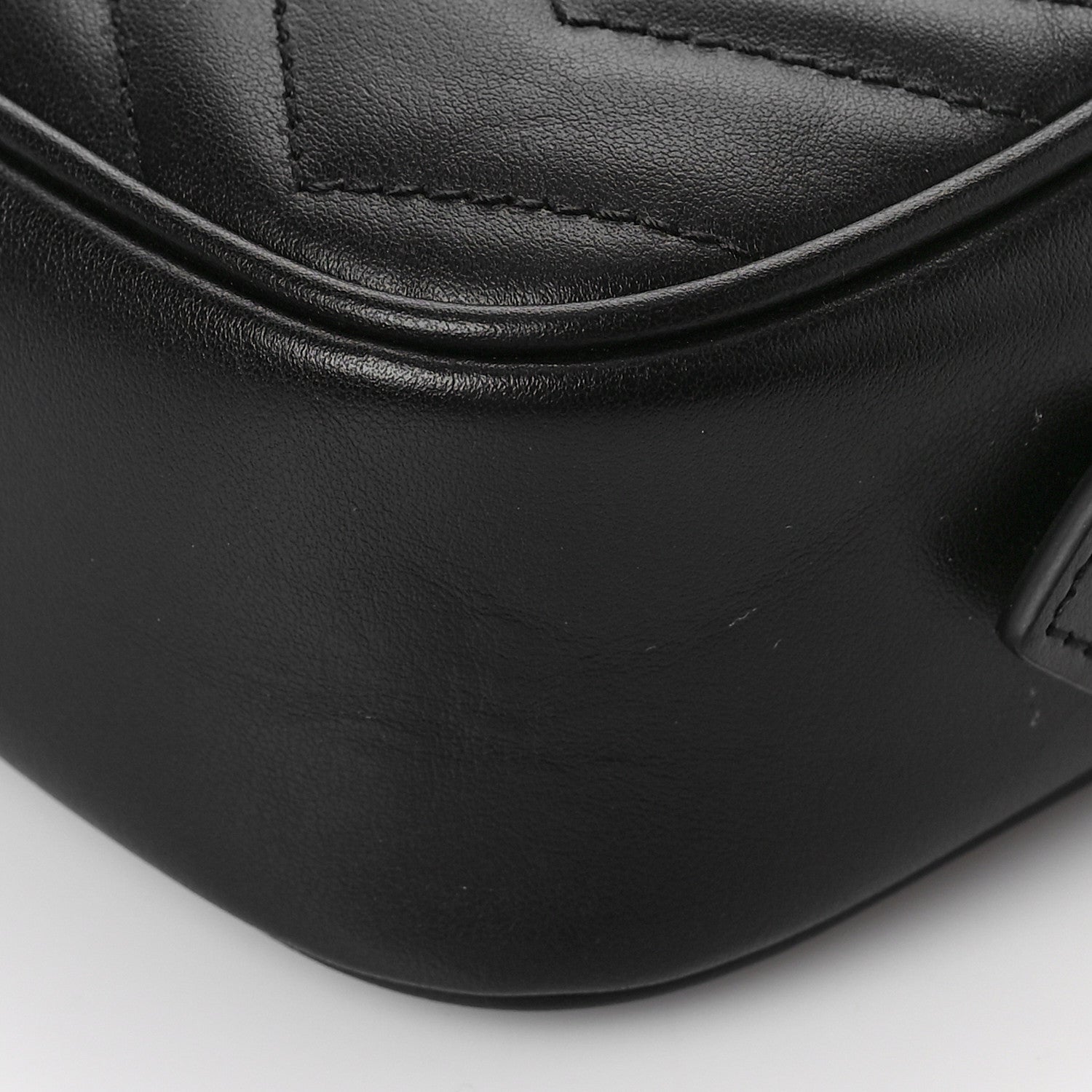 Gucci Calfskin Matelasse Mini GG Marmont Chain Shoulder Bag Black 9 of 9