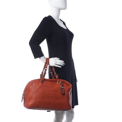 Prada Vitello Daino Logo Bowler Rame 2 of 19