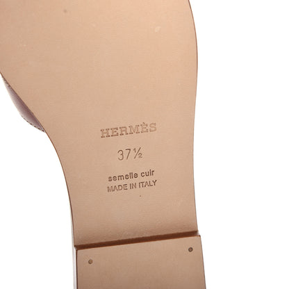 Hermes Box Calfskin Oran Sandals 37.5 Gold 9 of 11