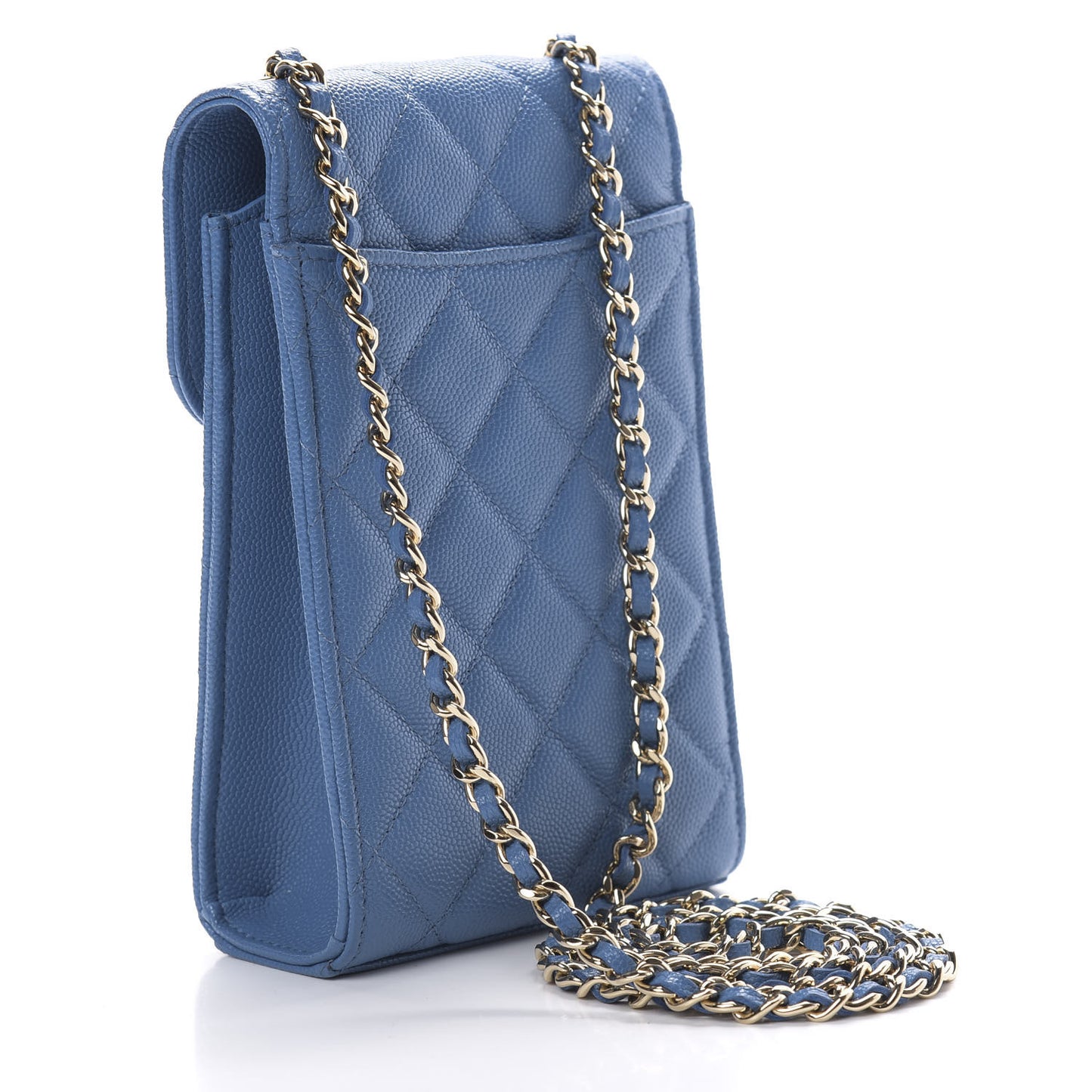 Caviar Quilted Classic Phone Holder Blue