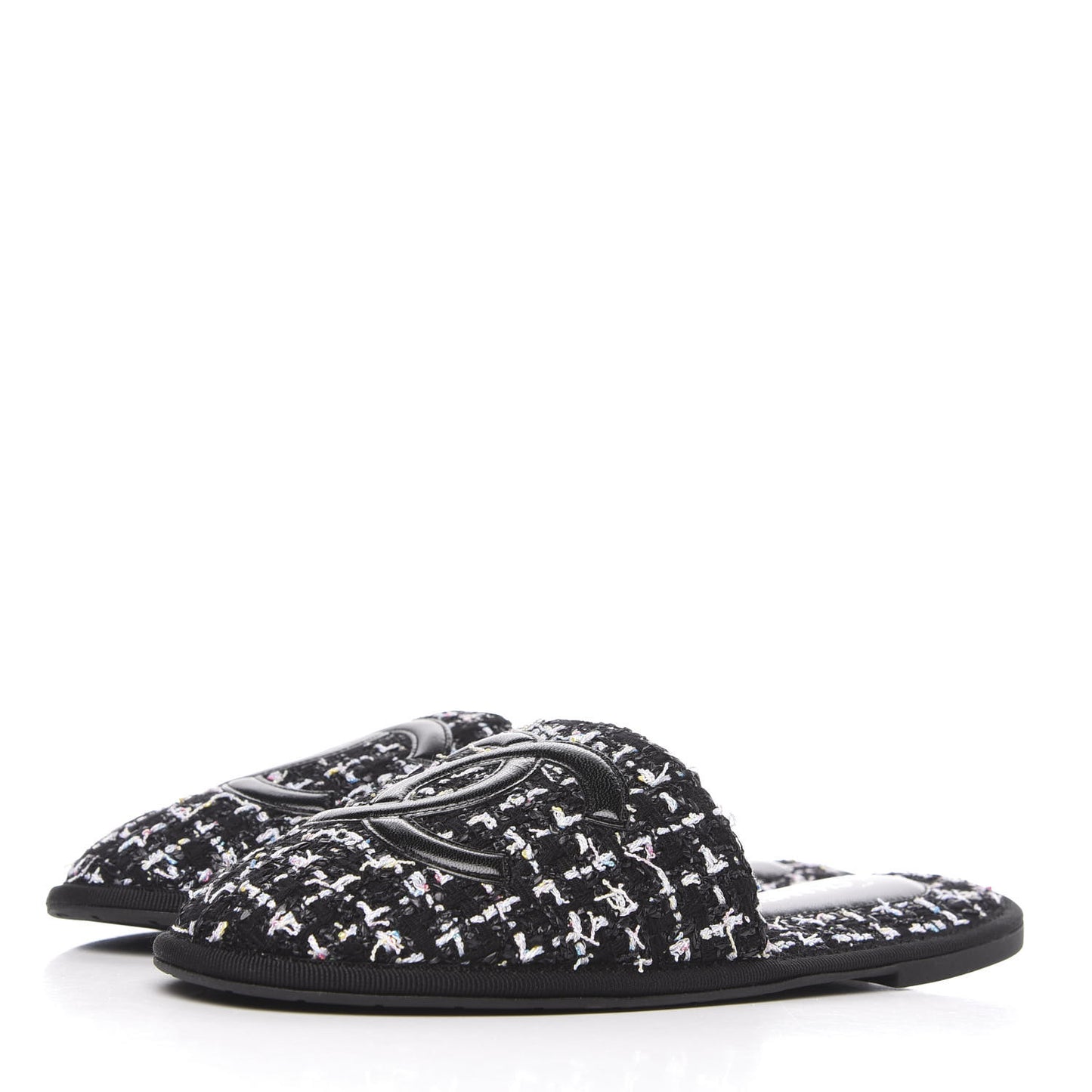 Tweed CC Flat Mules XS Black