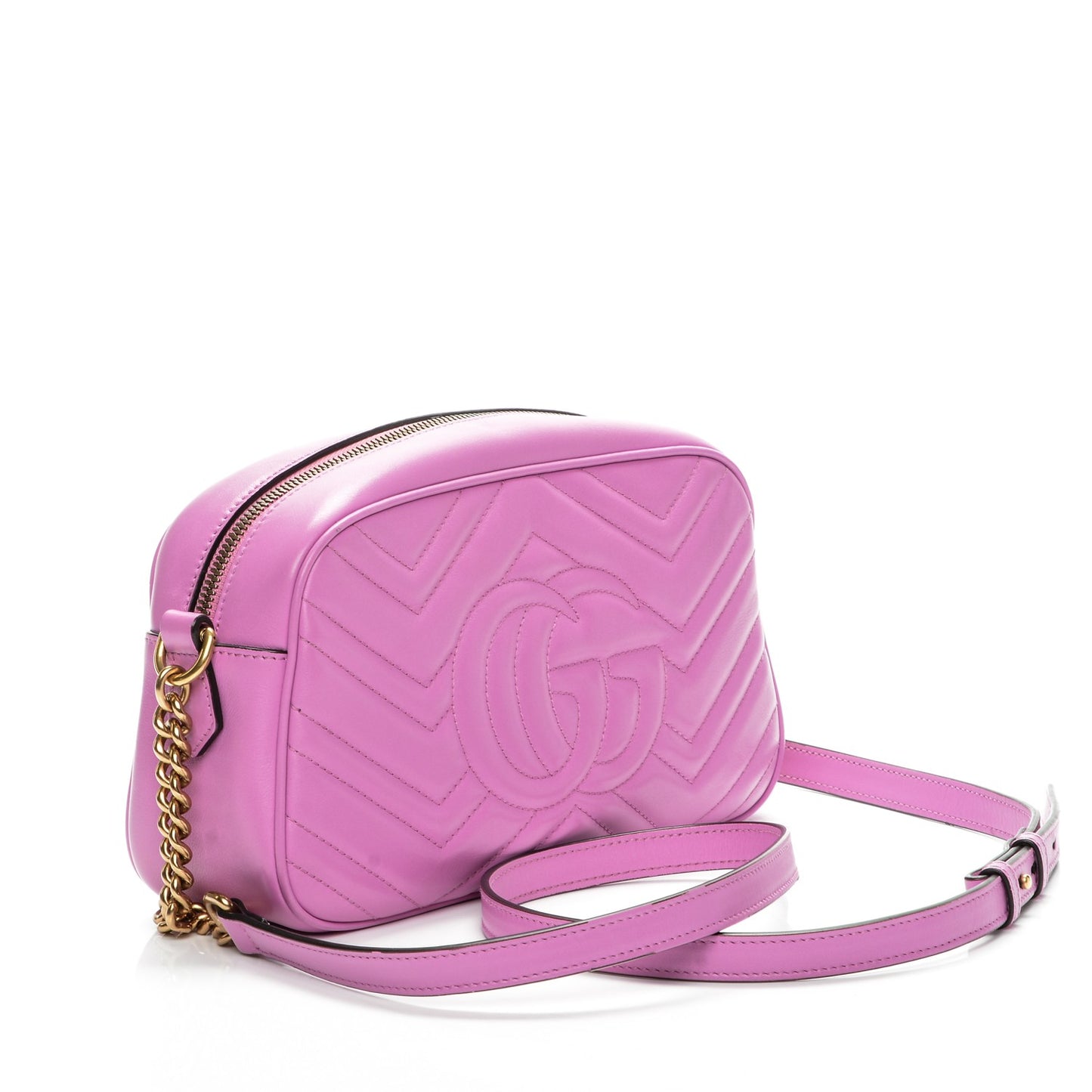 Calfskin Matelasse Small GG Marmont Chain Shoulder Bag Candy Mousse