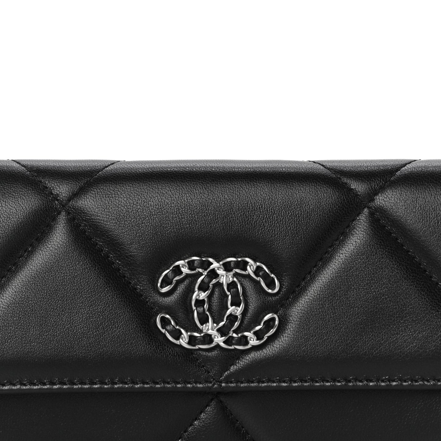 Lambskin Quilted Chanel 19 Flap Wallet Black