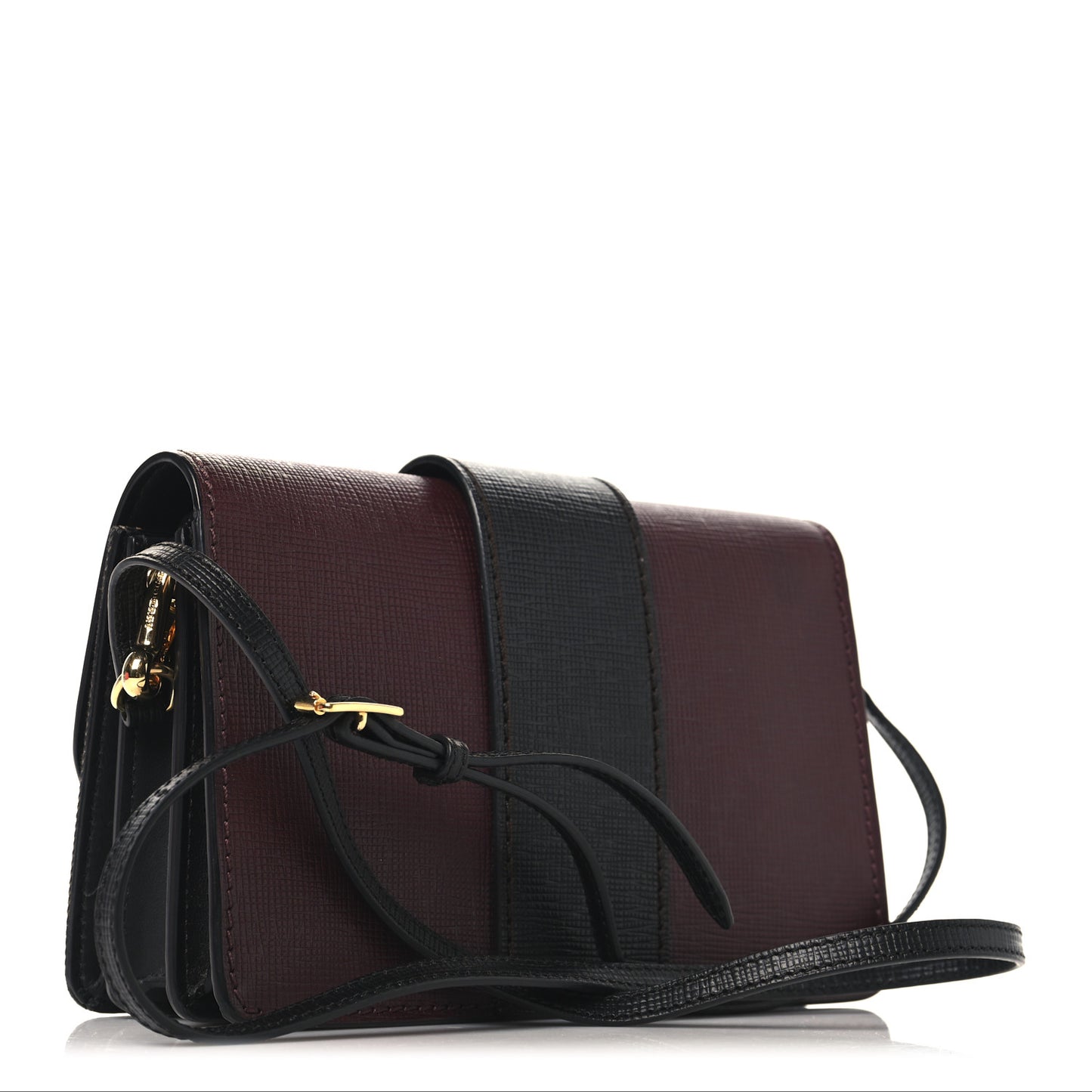 House Check Bridle Calfskin Madison Buckle Bag Burgundy
