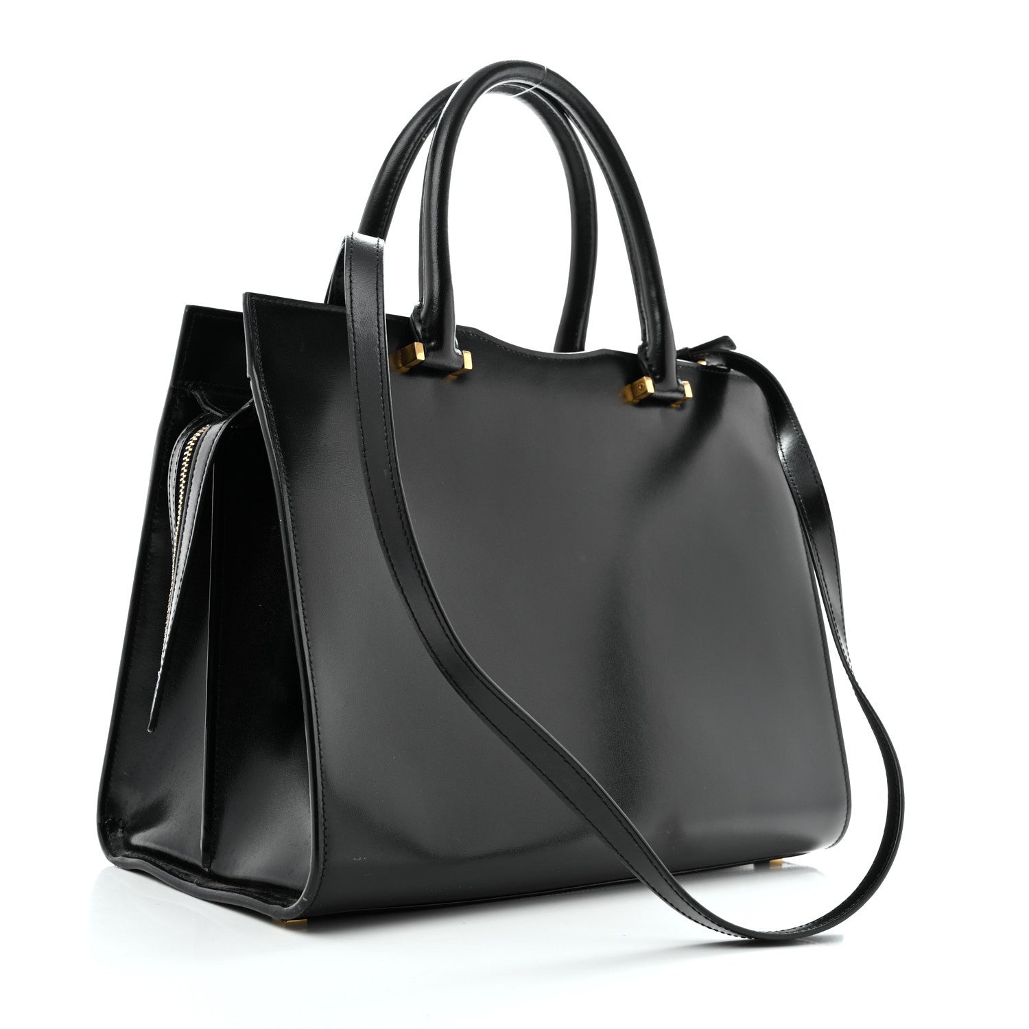 Saint Laurent Shiny Calfskin Medium Uptown Tote Black 2 of 14