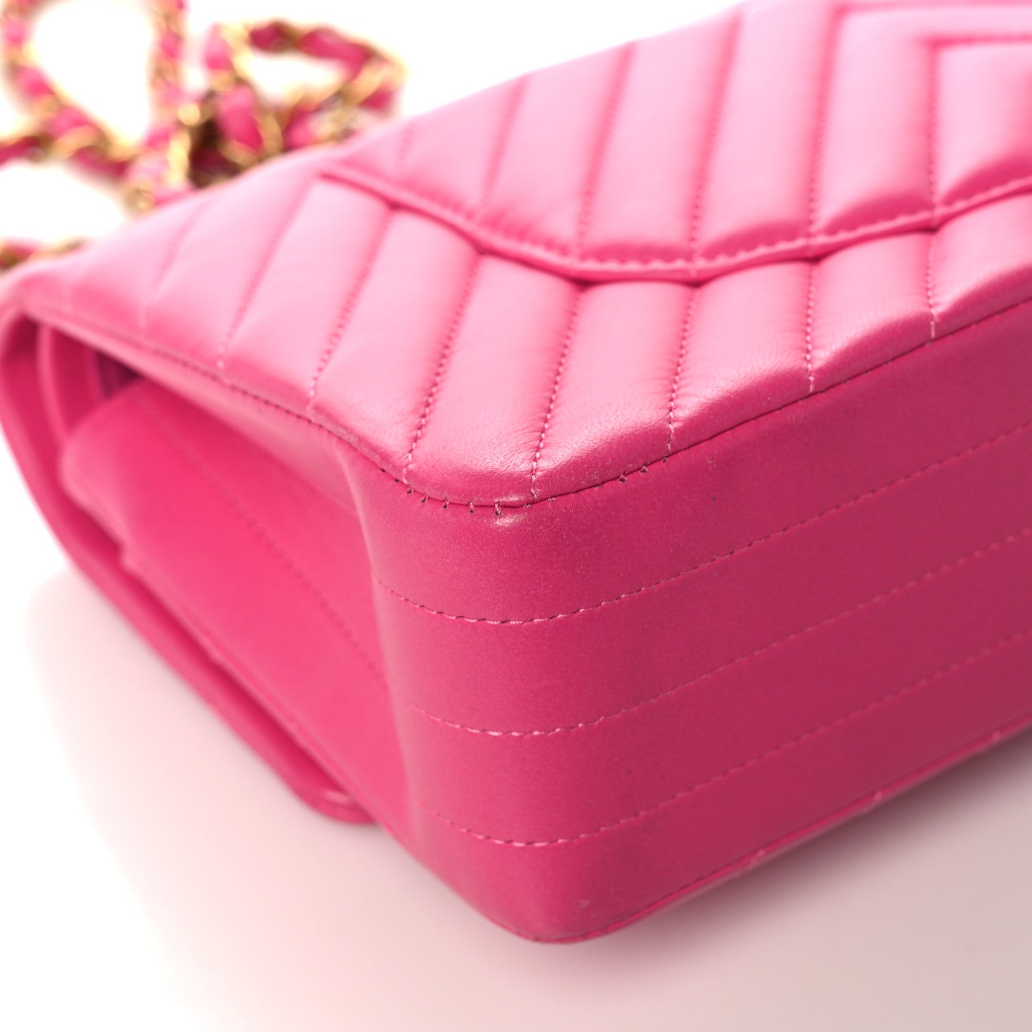 Chanel Lambskin Chevron Quilted Medium Double Flap Pink 10 of 18