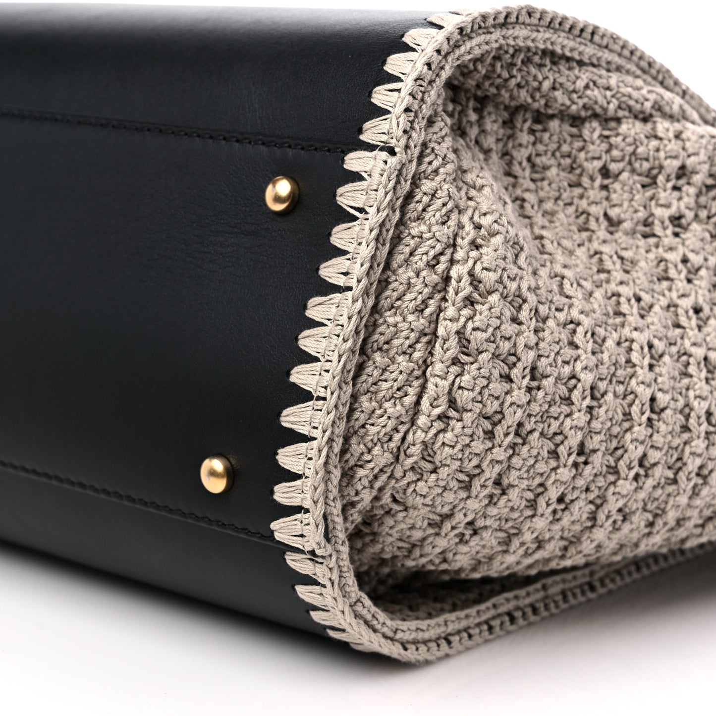 Calfskin Knit Medium Deauville Tote Black Beige
