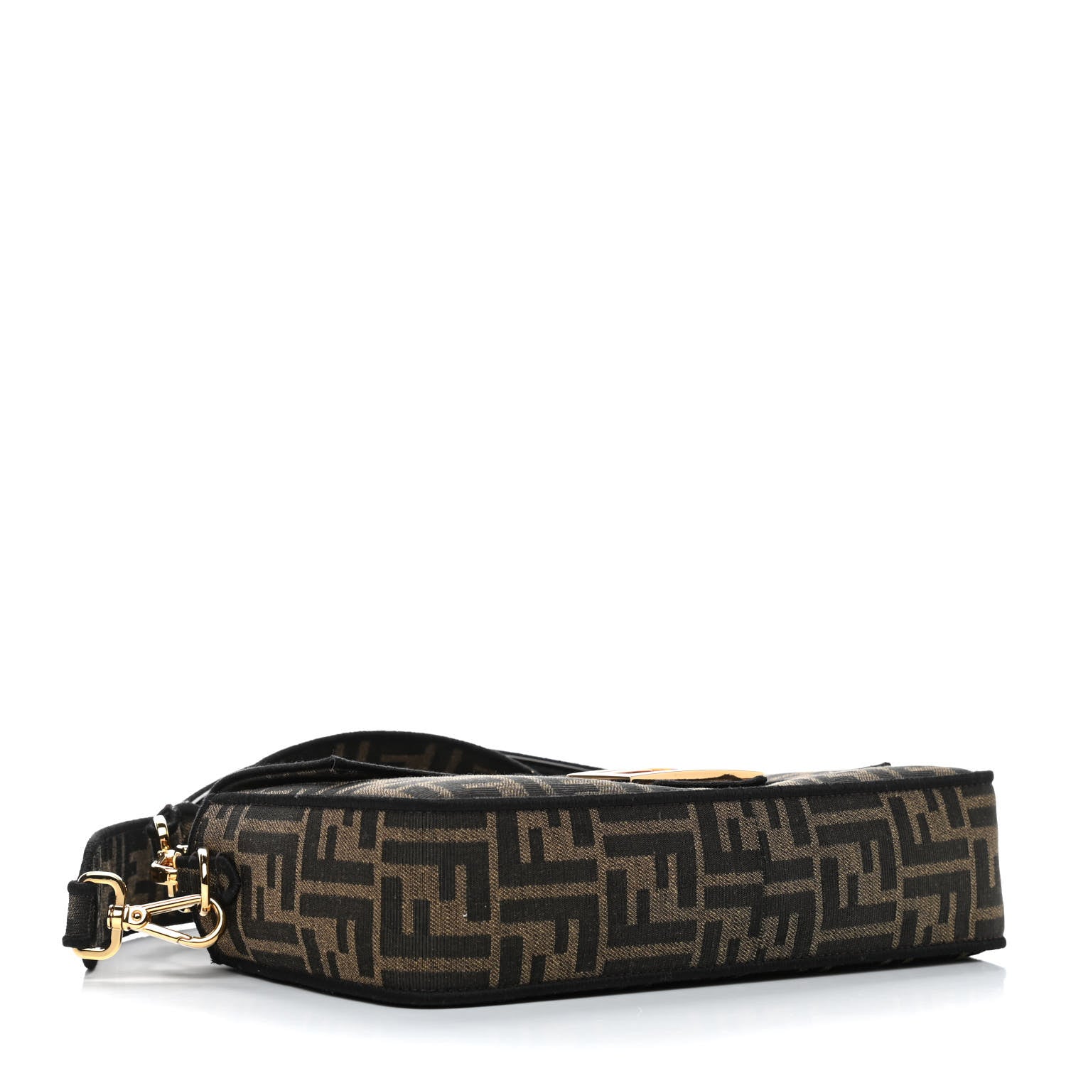 Fendi Fabric Jacquard FF 1974 Medium Baguette Tobacco Moro Black 3 of 4