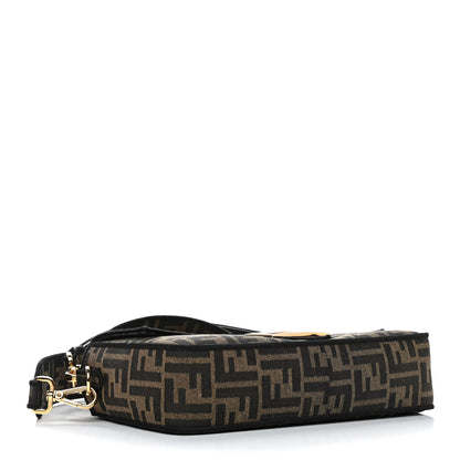 Fendi Fabric Jacquard FF 1974 Medium Baguette Tobacco Moro Black 3 of 4