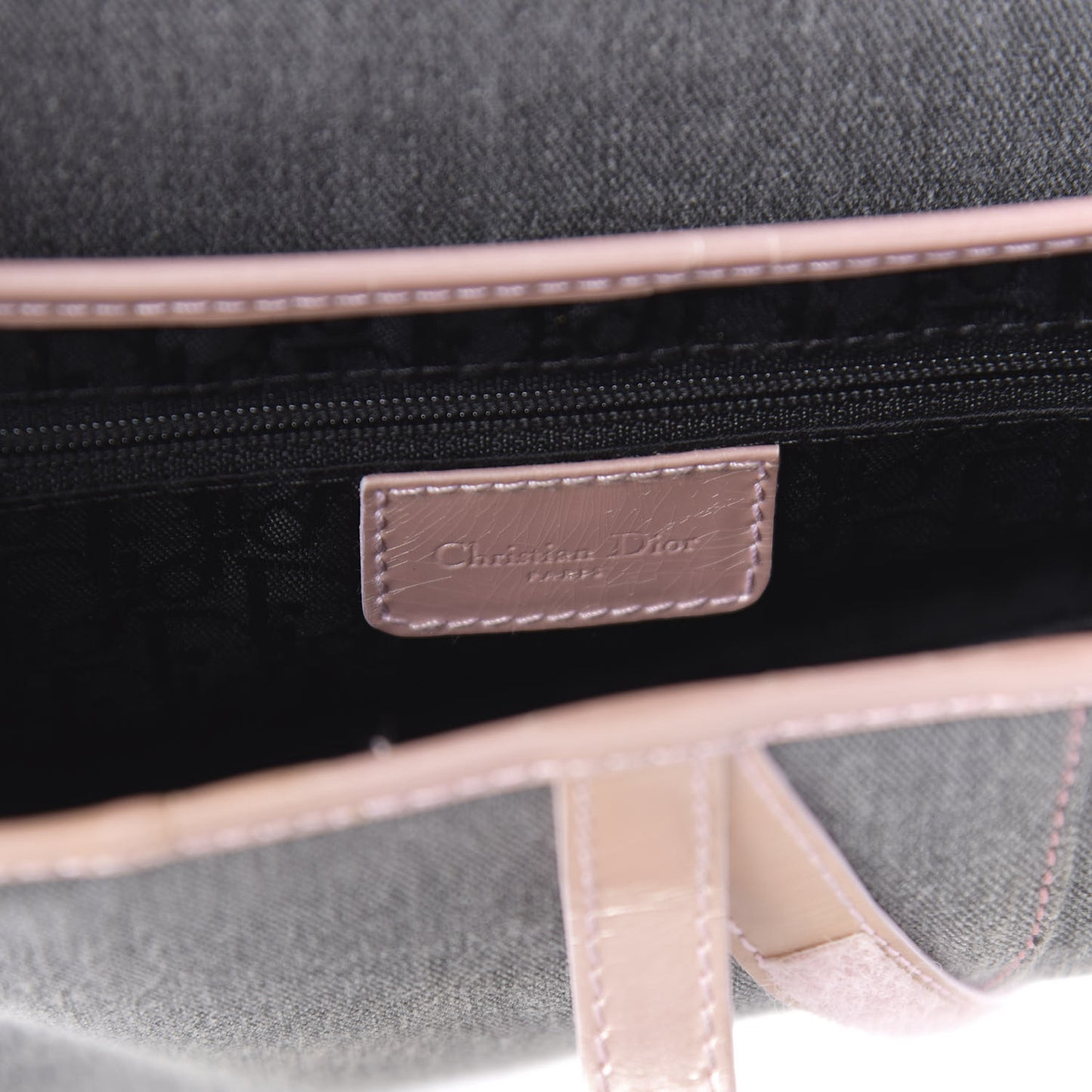 Patent Denim Jeans Saddle Bag Grey Pink