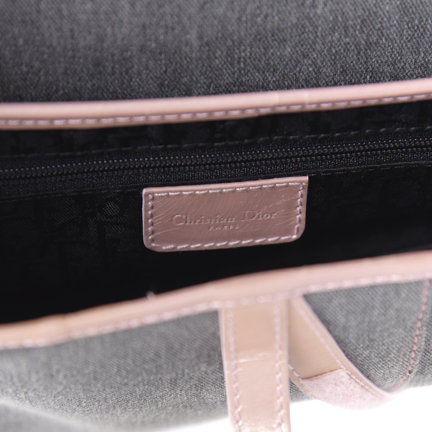 Christian Dior Patent Denim Jeans Saddle Bag Grey Pink 8 of 10
