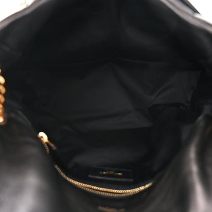 Saint Laurent Lambskin Quilted Medium Loulou Puffer Monogram Chain Satchel Black 5 of 10