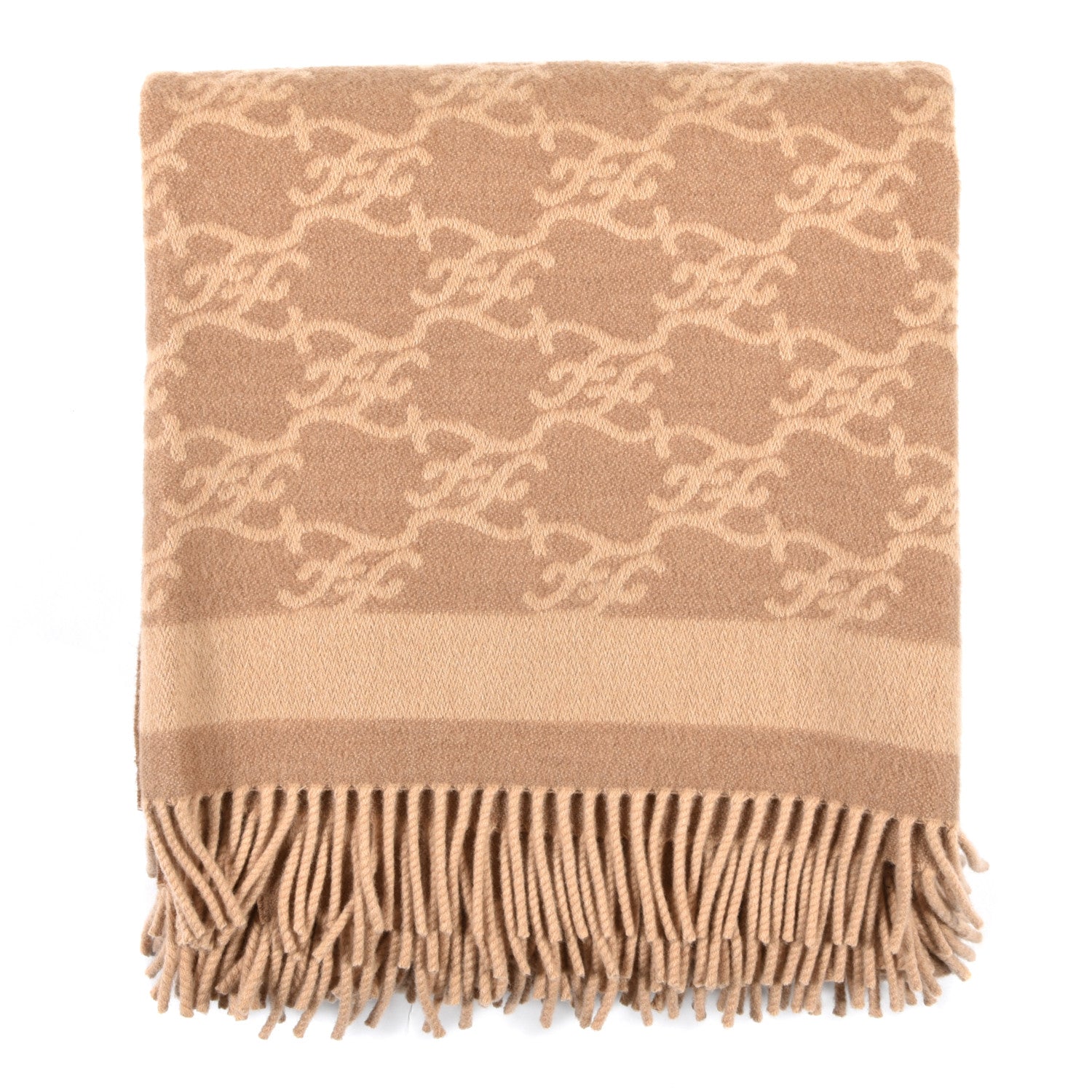 Fendi Wool Cashmere FF Karligraphy Reversible Scarf Camel 1 of 4