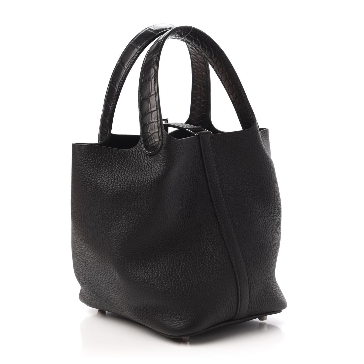 Taurillon Clemence Matte Alligator Picotin Lock Touch 18 PM Black