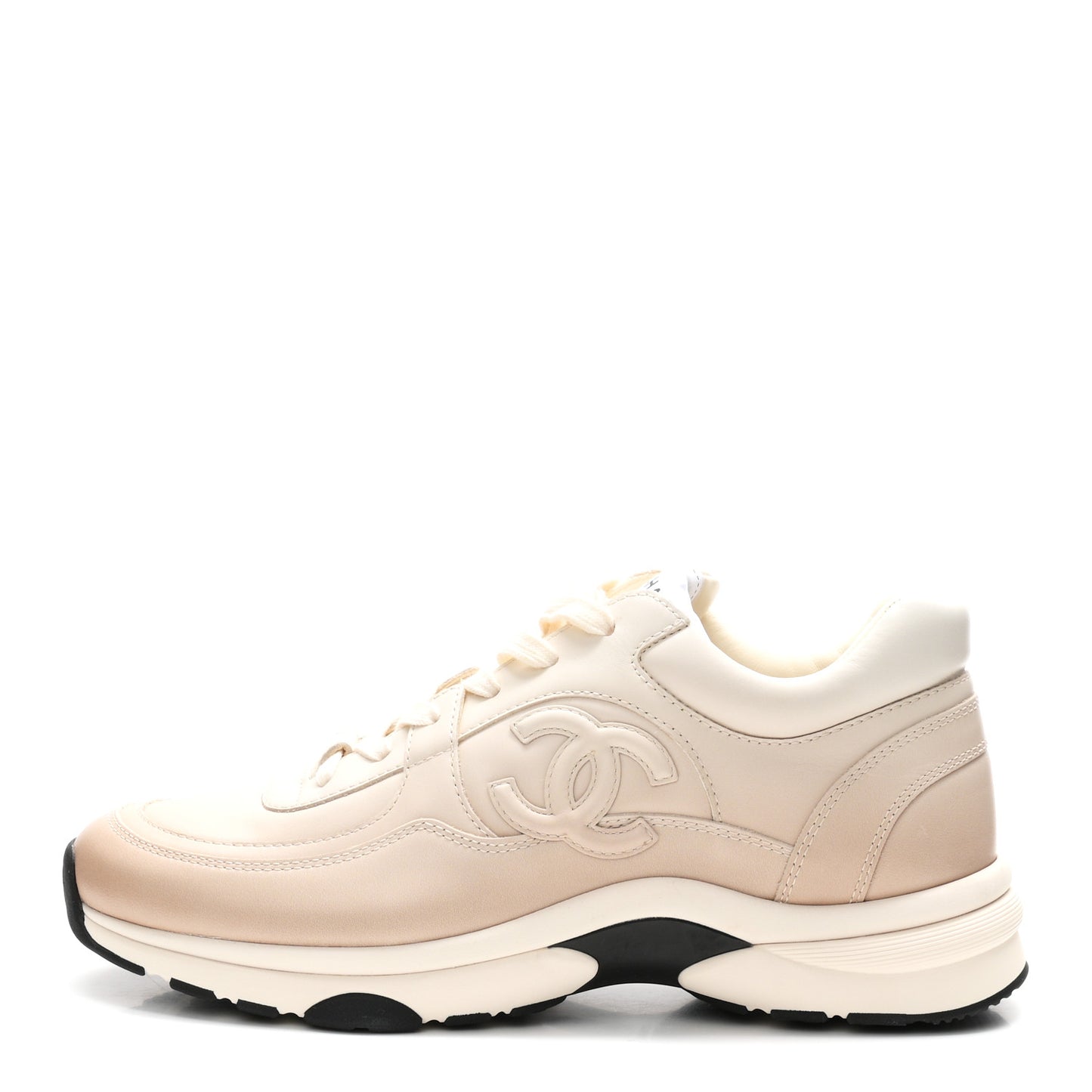Gradiant Calfskin CC Womens Sneakers 38.5 Beige
