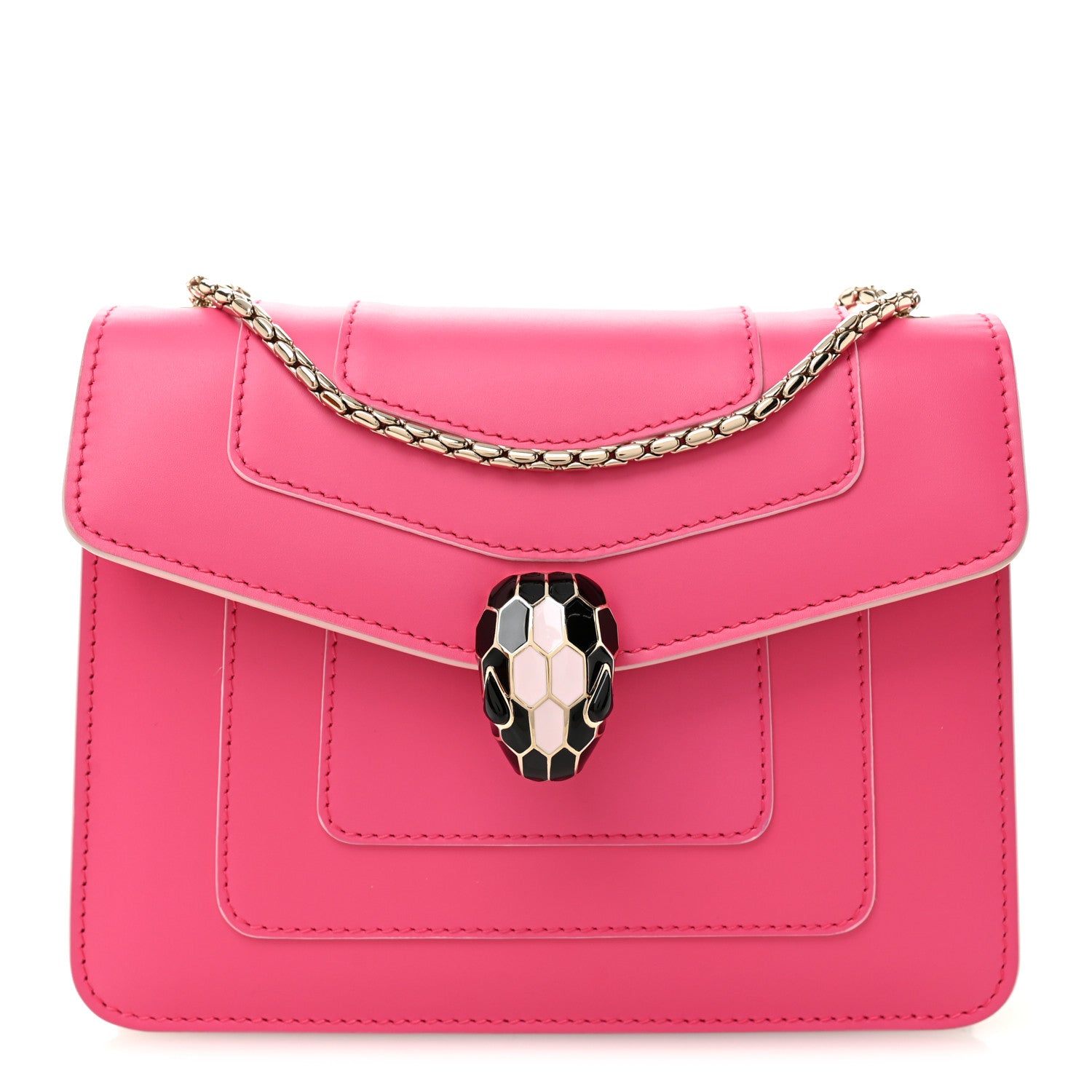 Bulgari Calfskin Small Serpenti Forever Snake Strap Crossbody Bag Pink 1 of 11