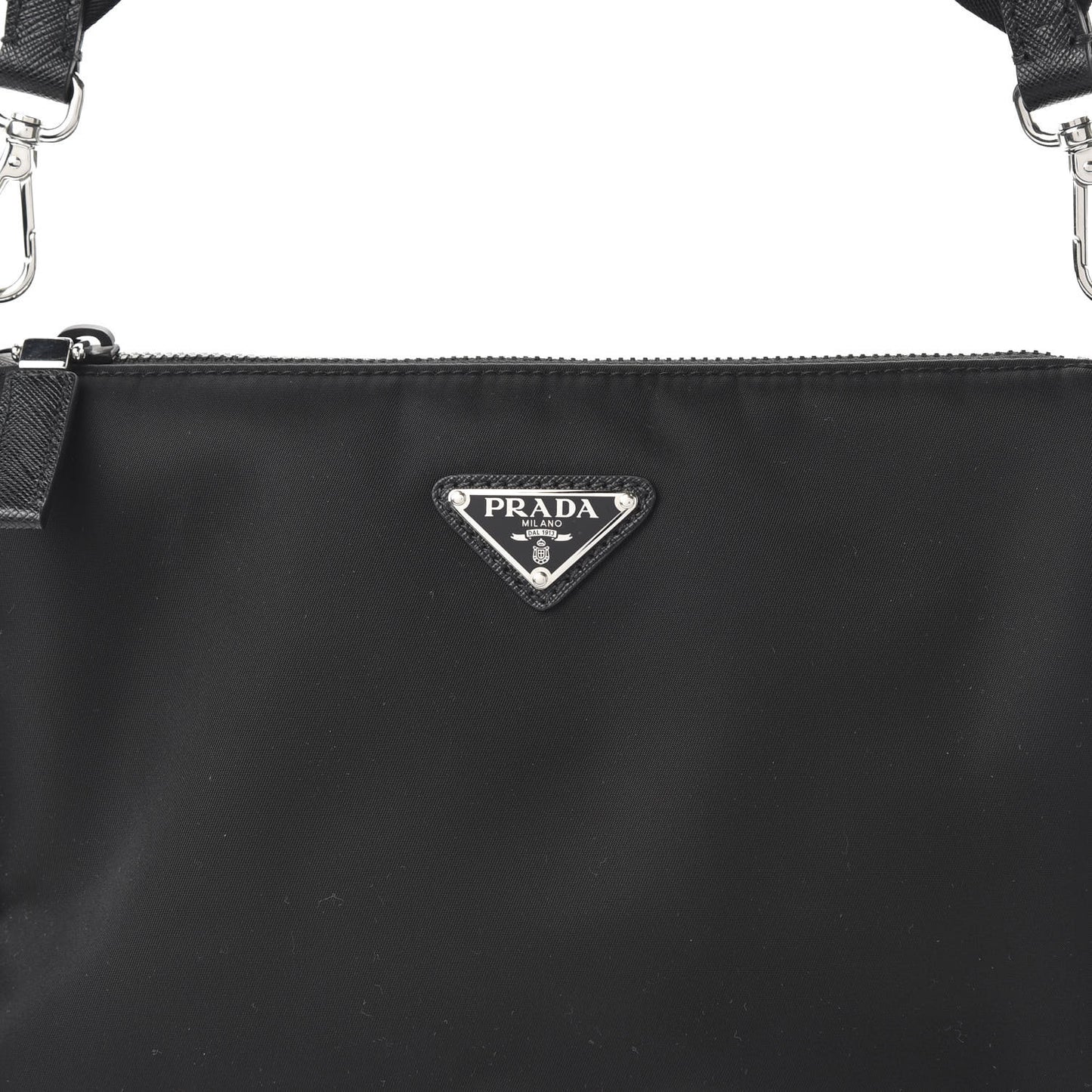 Tessuto Nylon Saffiano Pocket Zippered Shoulder Bag Black