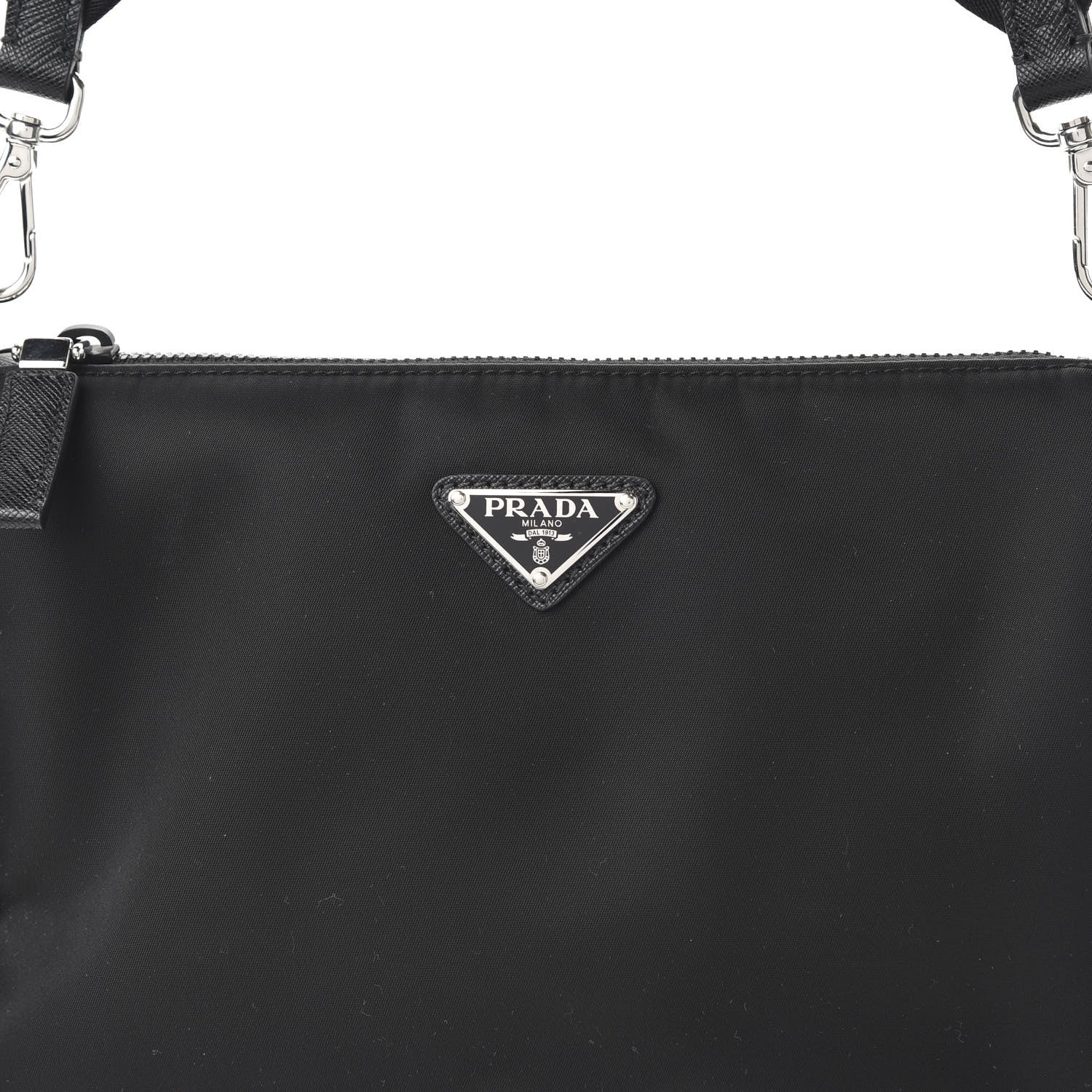 Prada Tessuto Nylon Saffiano Pocket Zippered Shoulder Bag Black 9 of 10
