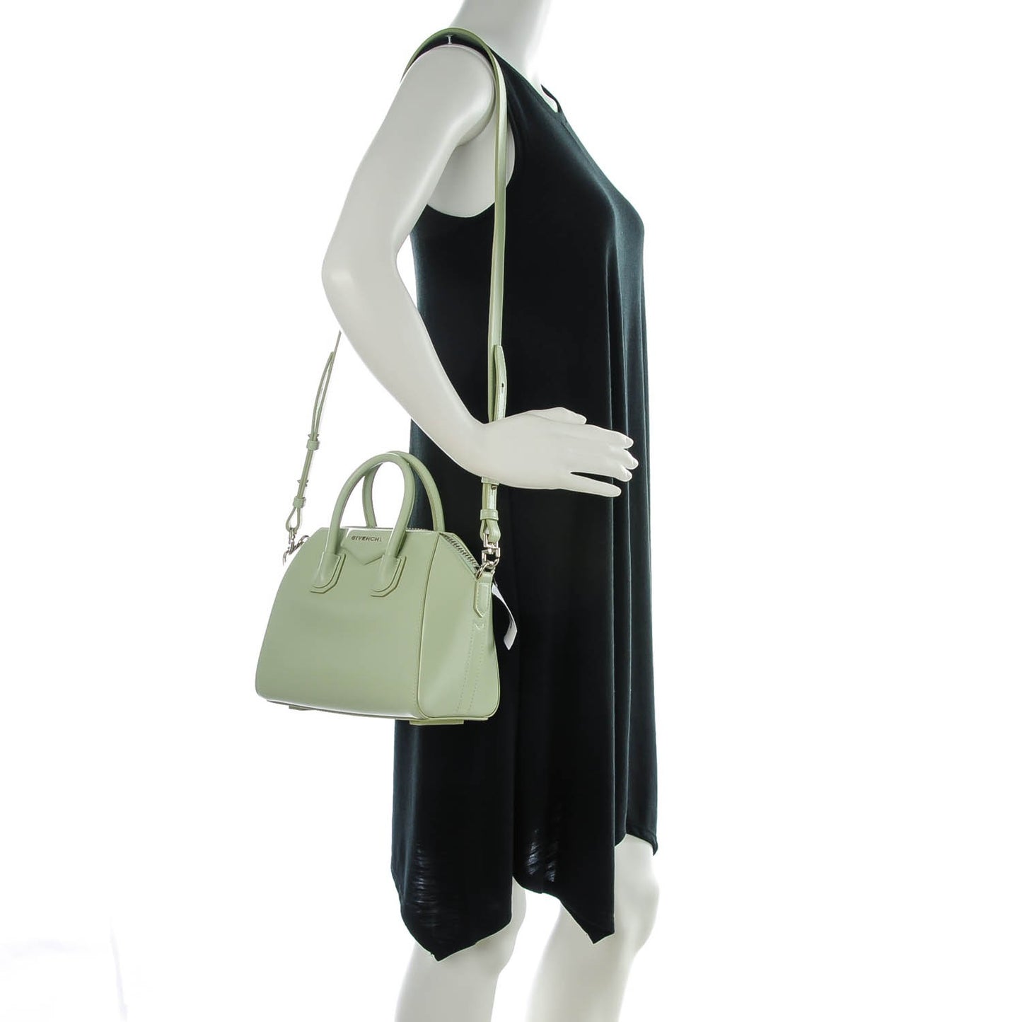 Shiny Lord Calfskin Mini Antigona Aqua Green