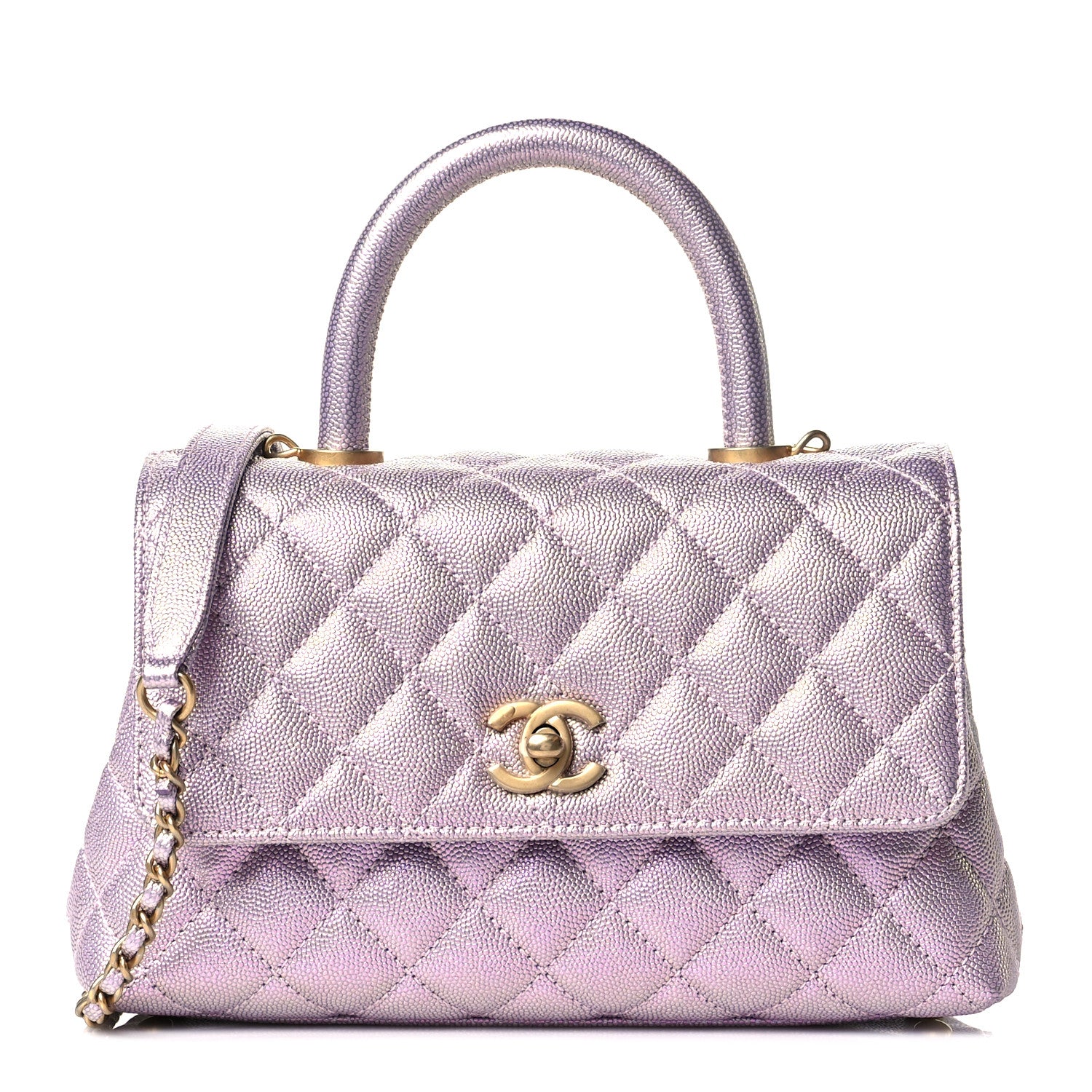 Chanel Iridescent Caviar Quilted Mini Coco Handle Flap Light Pink 1 of 10