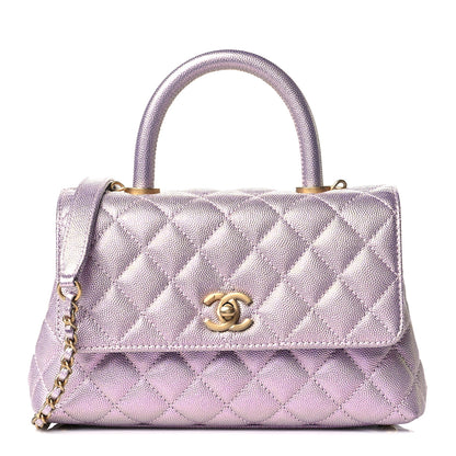 Chanel Iridescent Caviar Quilted Mini Coco Handle Flap Light Pink 1 of 10
