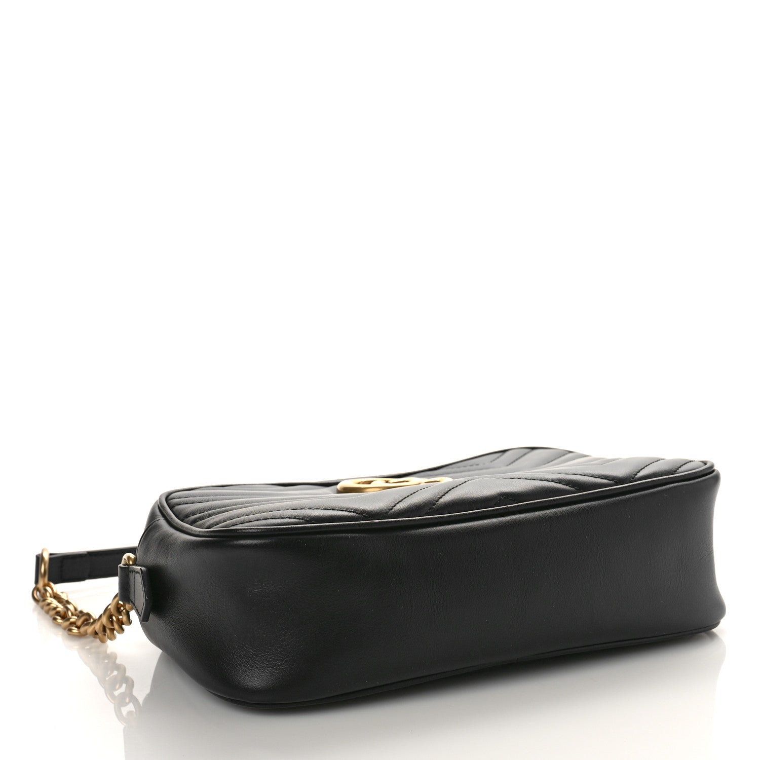 Gucci Calfskin Matelasse Small GG Marmont Chain Shoulder Bag Black 4 of 8