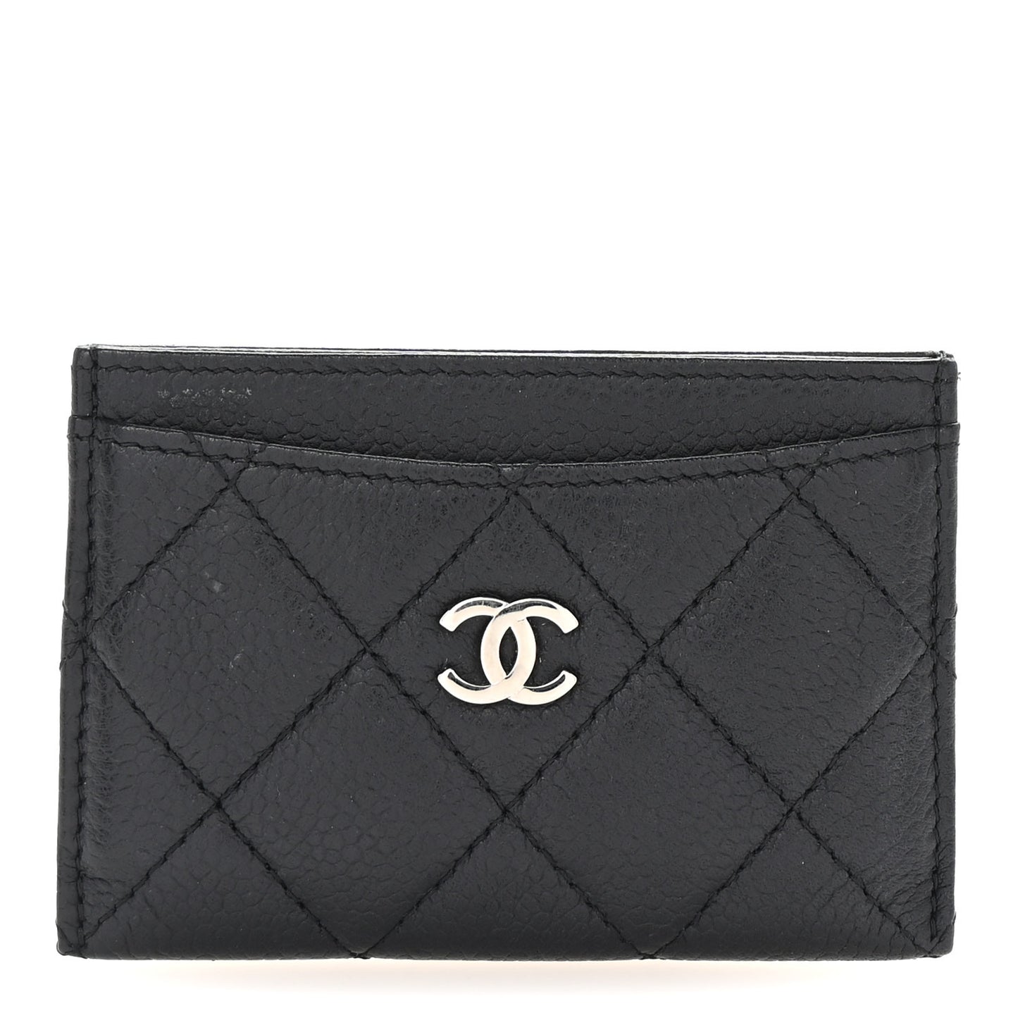 Caviar Quilted Card Holder Black