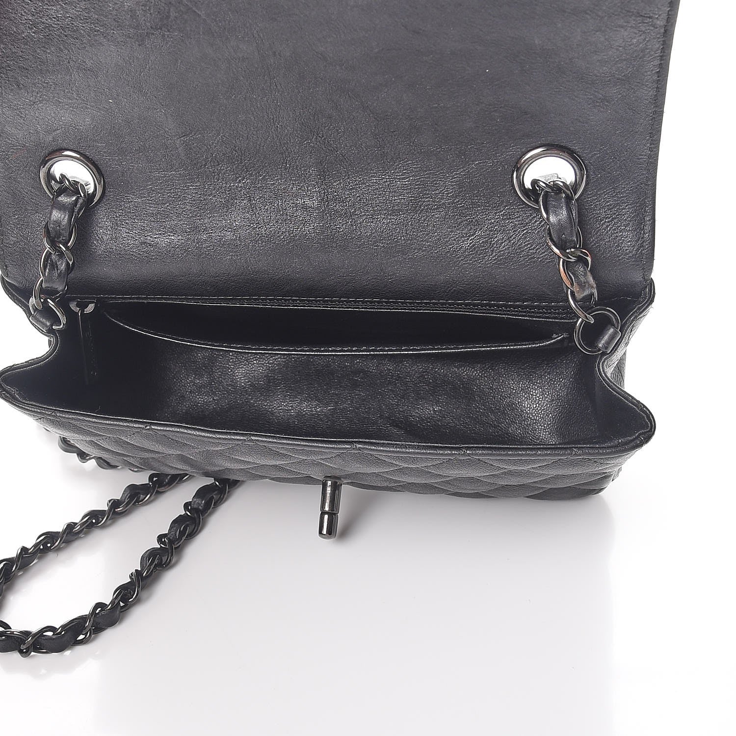 Chanel Crumpled Calfskin Quilted Mini Rectangular Flap So Black 5 of 7