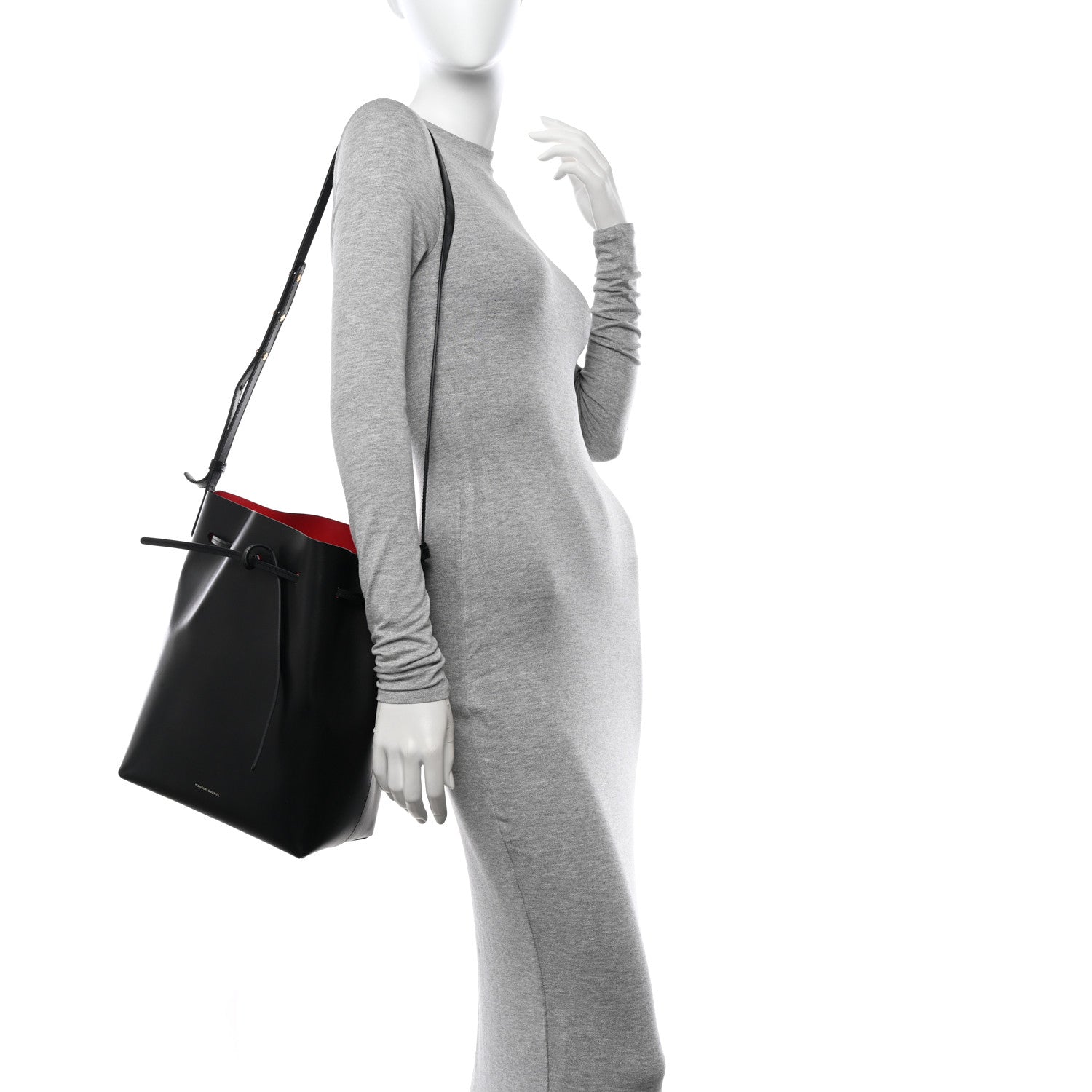 Mansur Gavriel Vegetable Tanned Calfskin Bucket Bag Black Flamma 2 of 10