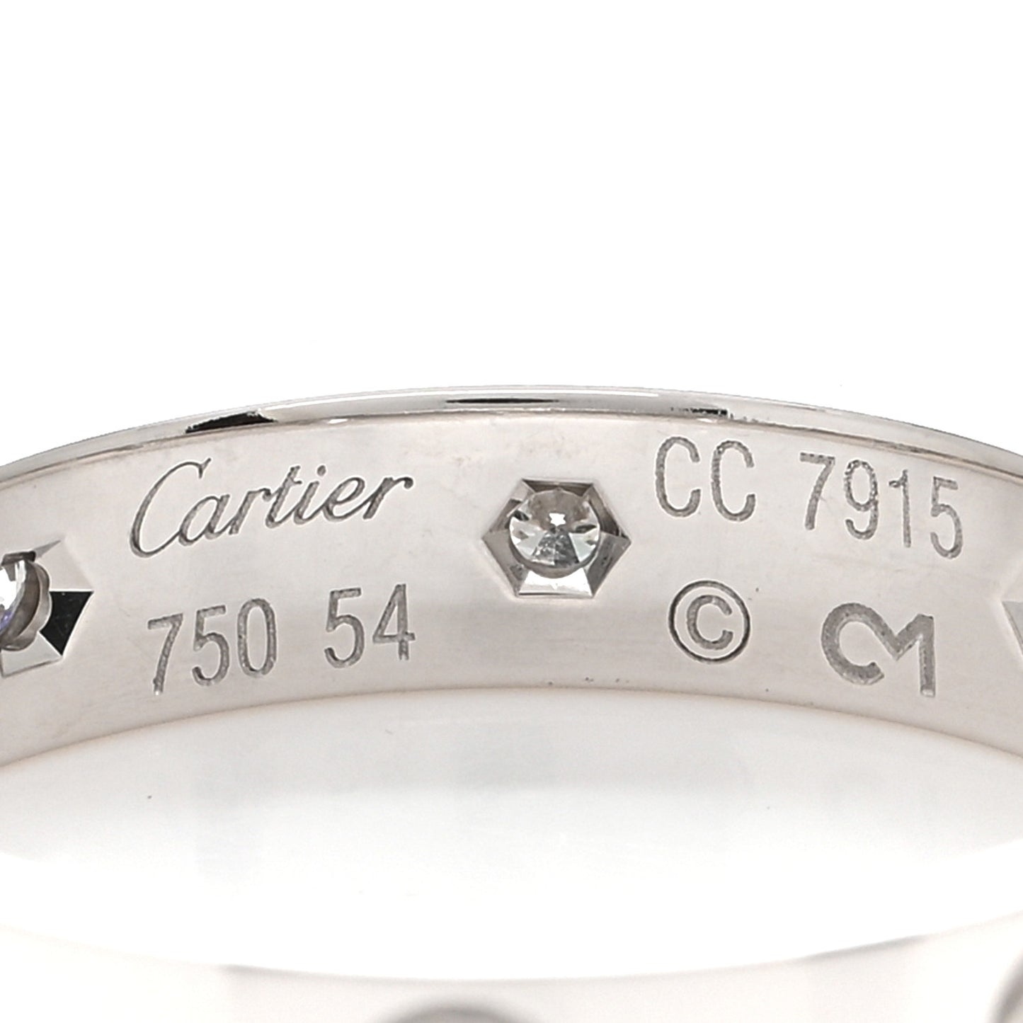 18K White Gold 8 Diamond 4mm LOVE Wedding Band Ring 54 6.75