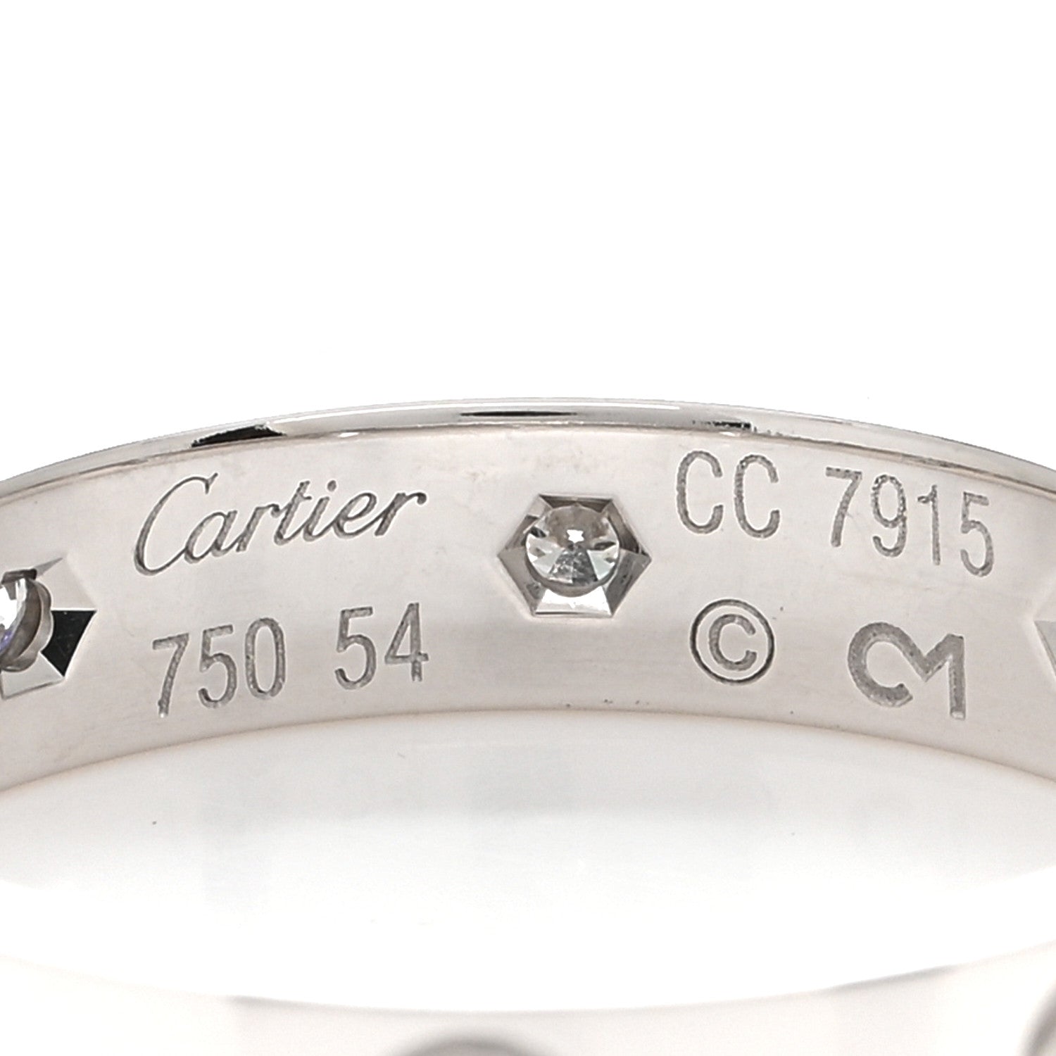 Cartier 18K White Gold 8 Diamond 4mm LOVE Wedding Band Ring 54 6.75 4 of 5