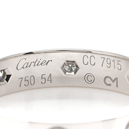 Cartier 18K White Gold 8 Diamond 4mm LOVE Wedding Band Ring 54 6.75 4 of 5