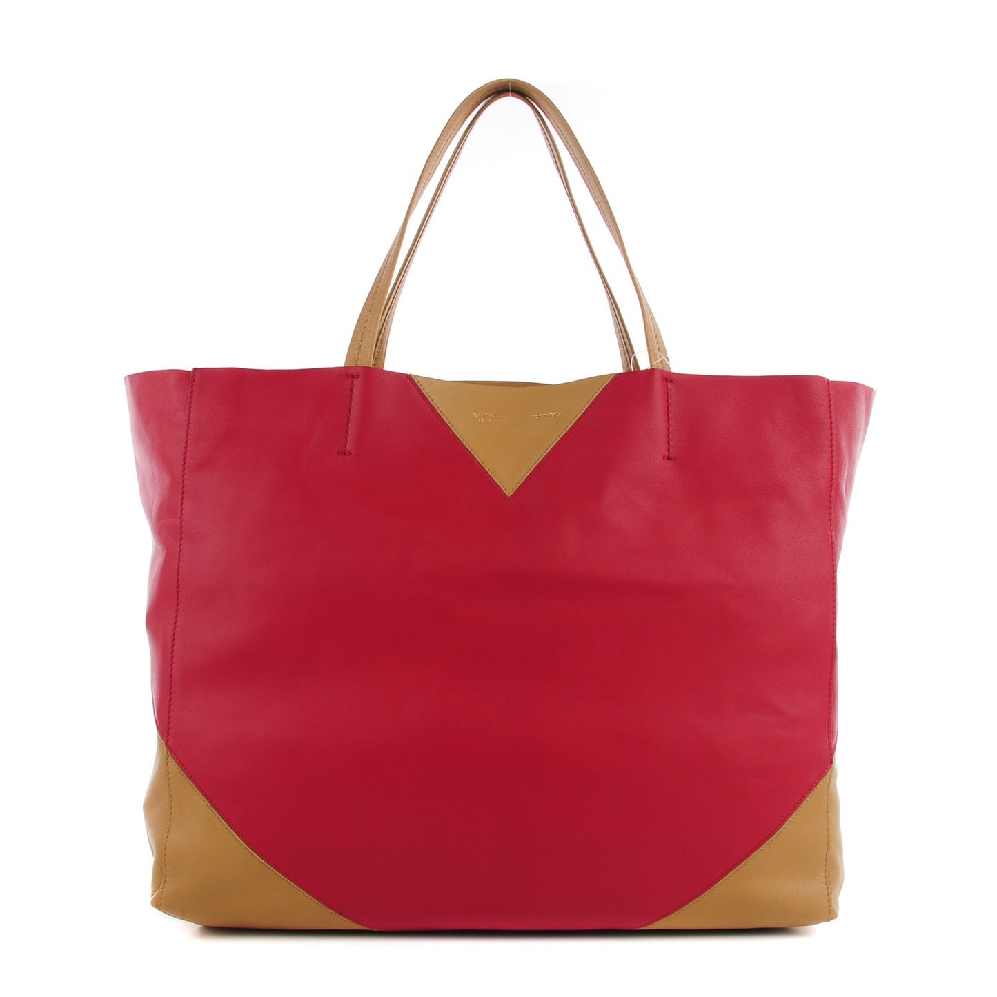 Lambskin Horizontal Bi-Color Cabas Red Camel