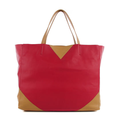 Celine Lambskin Horizontal Bi-Color Cabas Red Camel 1 of 8