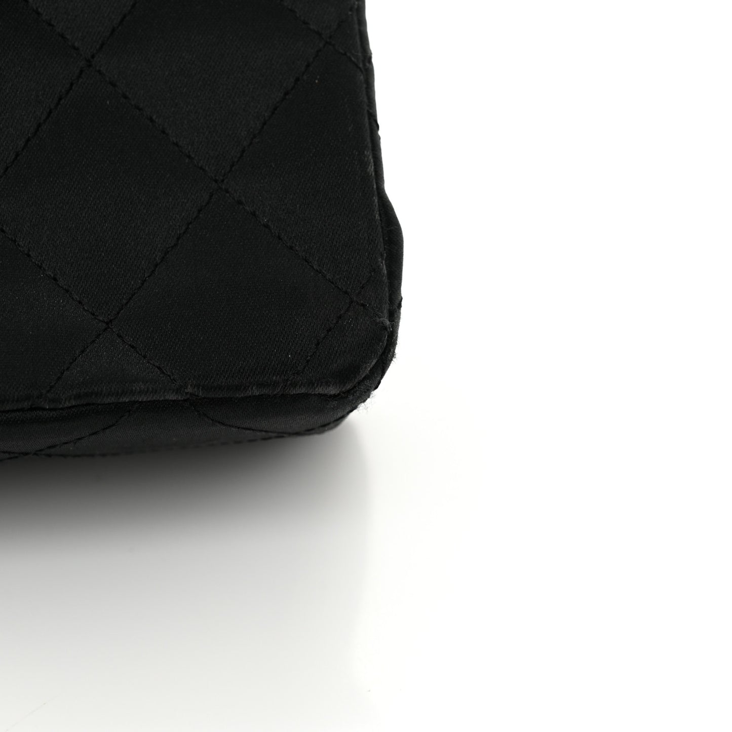Satin Quilted Mini Square Flap Black