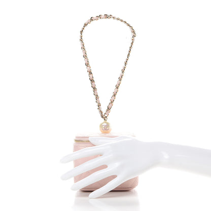 Chanel Iridescent Caviar Quilted Mini Pearl On Top Vanity Case With Chain Light Pink 2 of 7