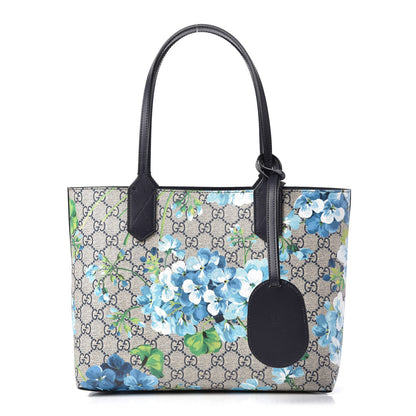 Gucci GG Supreme Monogram Blooms Small Reversible Tote Beige Blue Navy 1 of 10