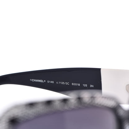Chanel Acetate CC Lace Effect Sunglasses 5146 Black White 5 of 7