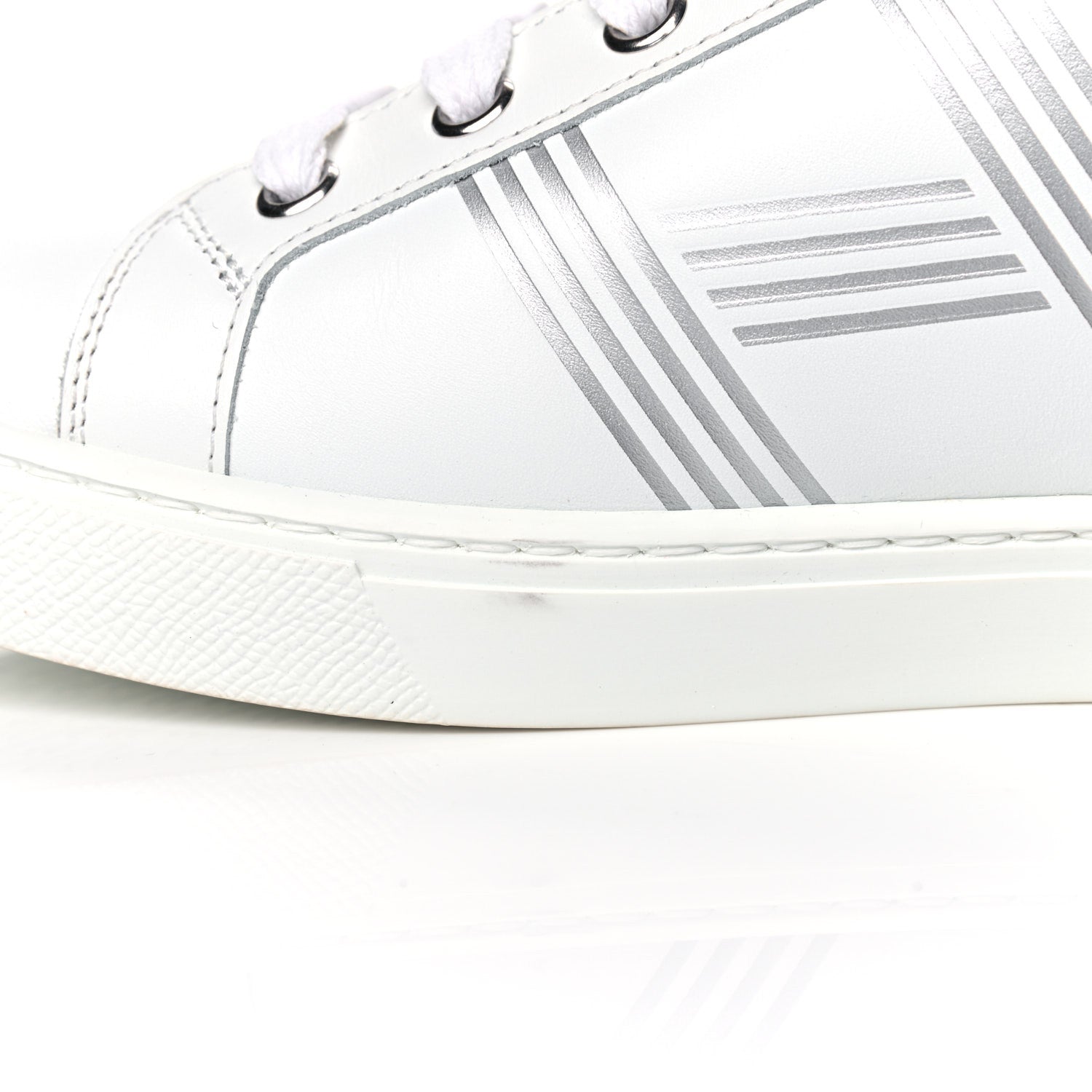 Hermes Nappa Womens Avantage Sneakers 37.5 White Argent 9 of 10