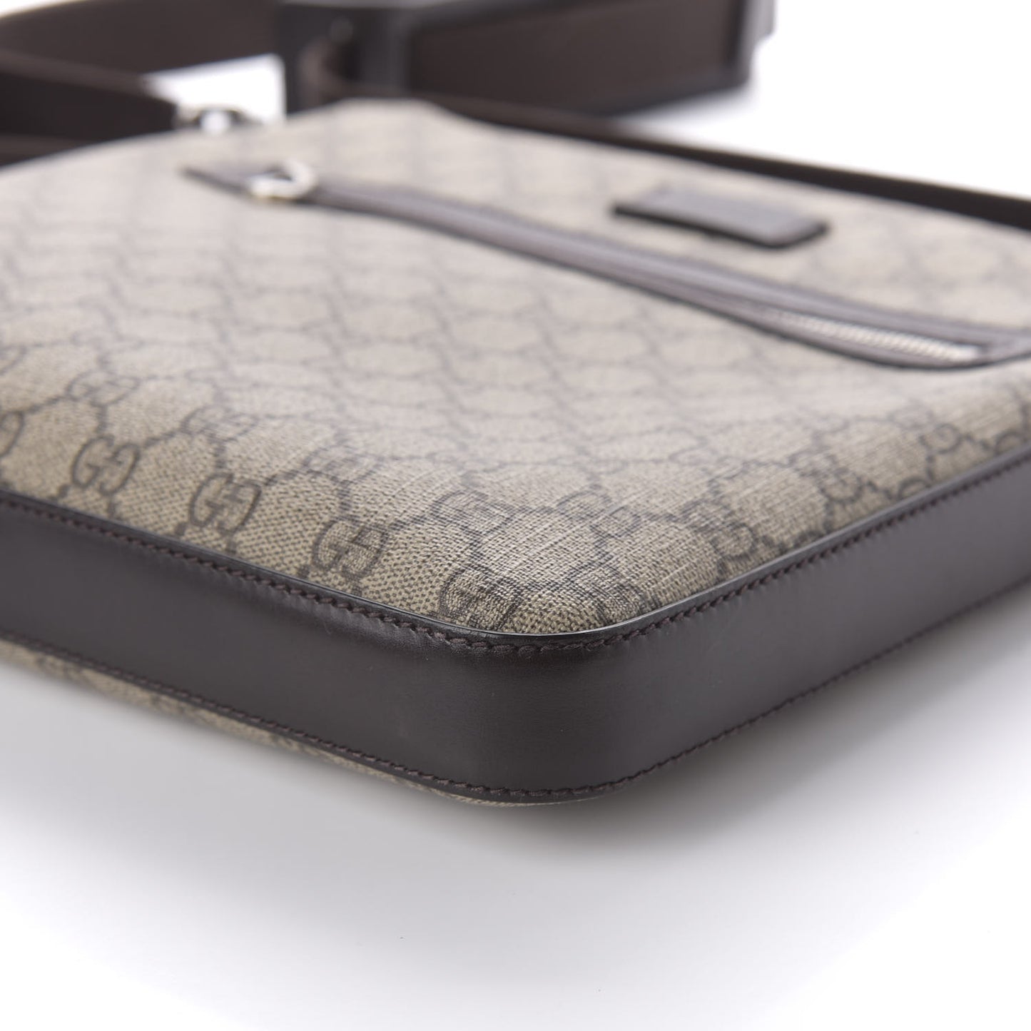 GG Supreme Monogram Medium Flat Messenger Bag Beige Brown